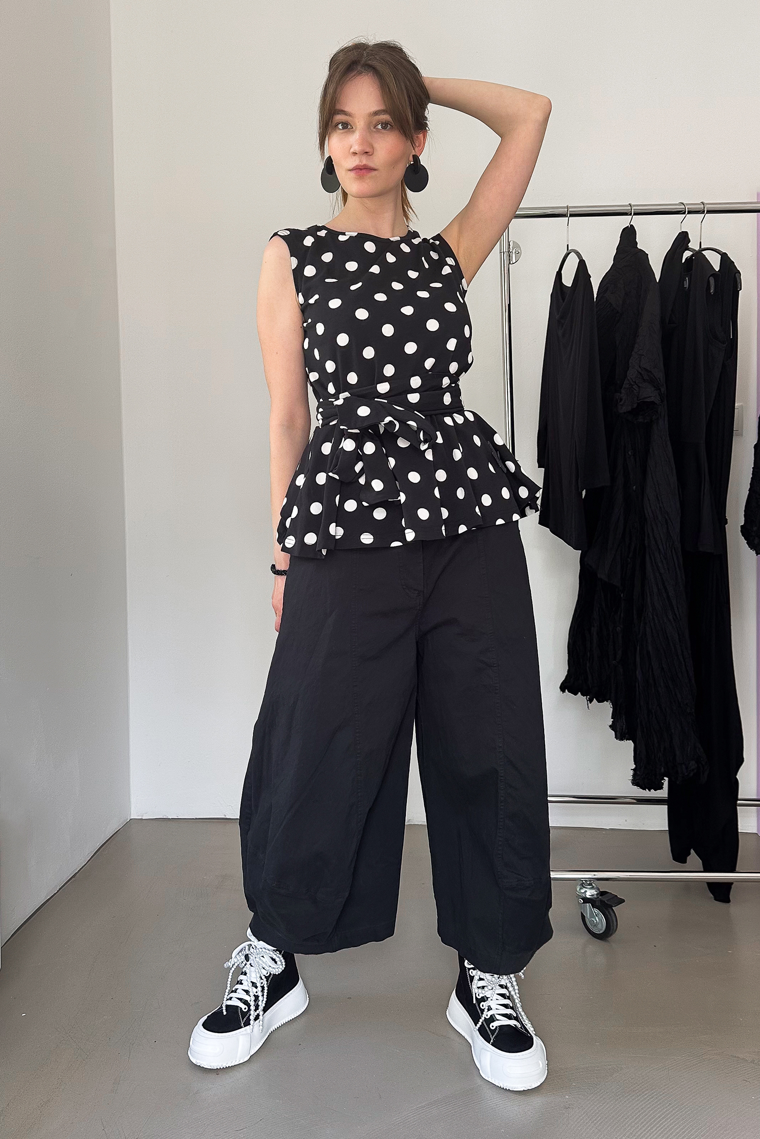 Jersey Top - Black white dots - 5077
