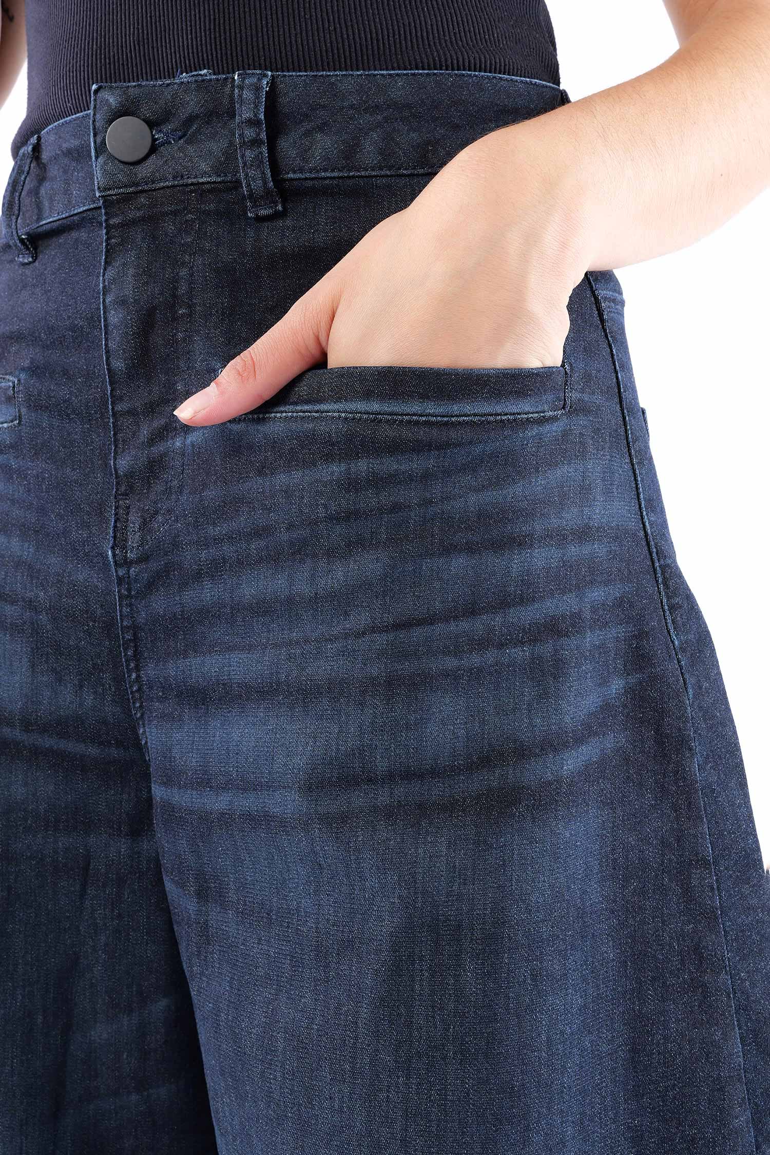 Weite Stretch-Jeans - Darkblue - 10020