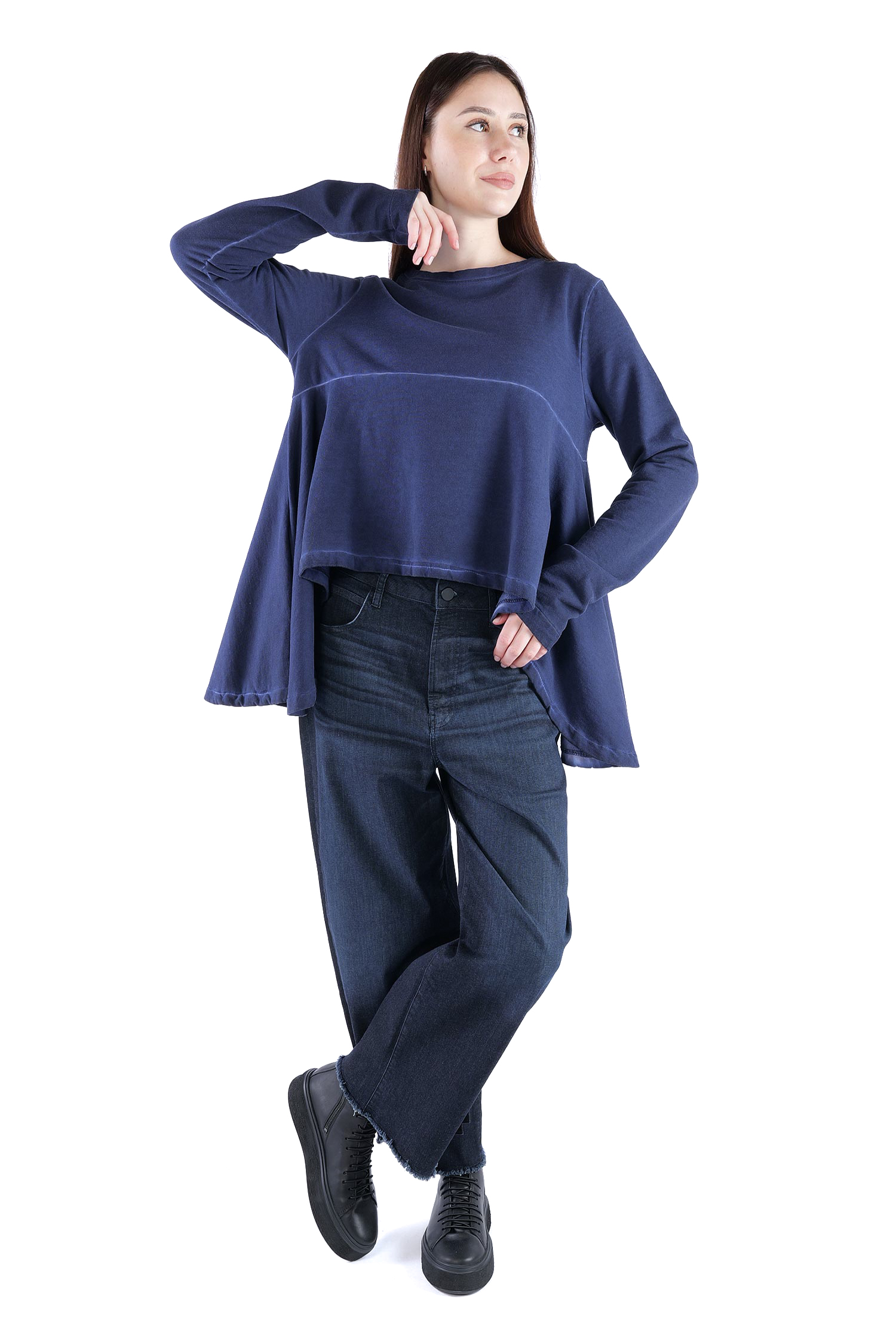 Asymmetrical sweat pullover - Ocean - 2135