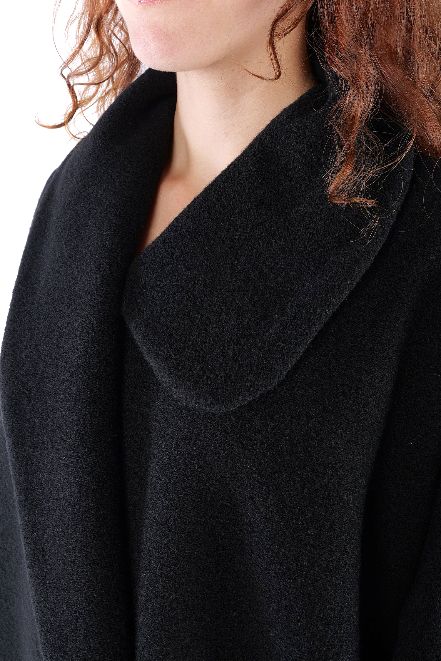 Oversize Winterstrickmantel - Schwarz - S487
