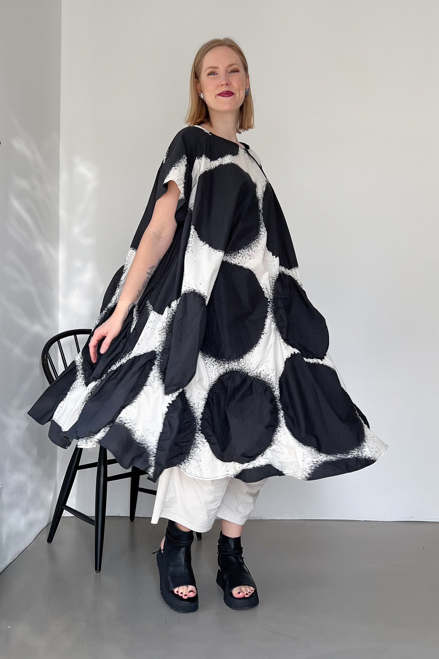 A-line dress - Black print - 1261260901