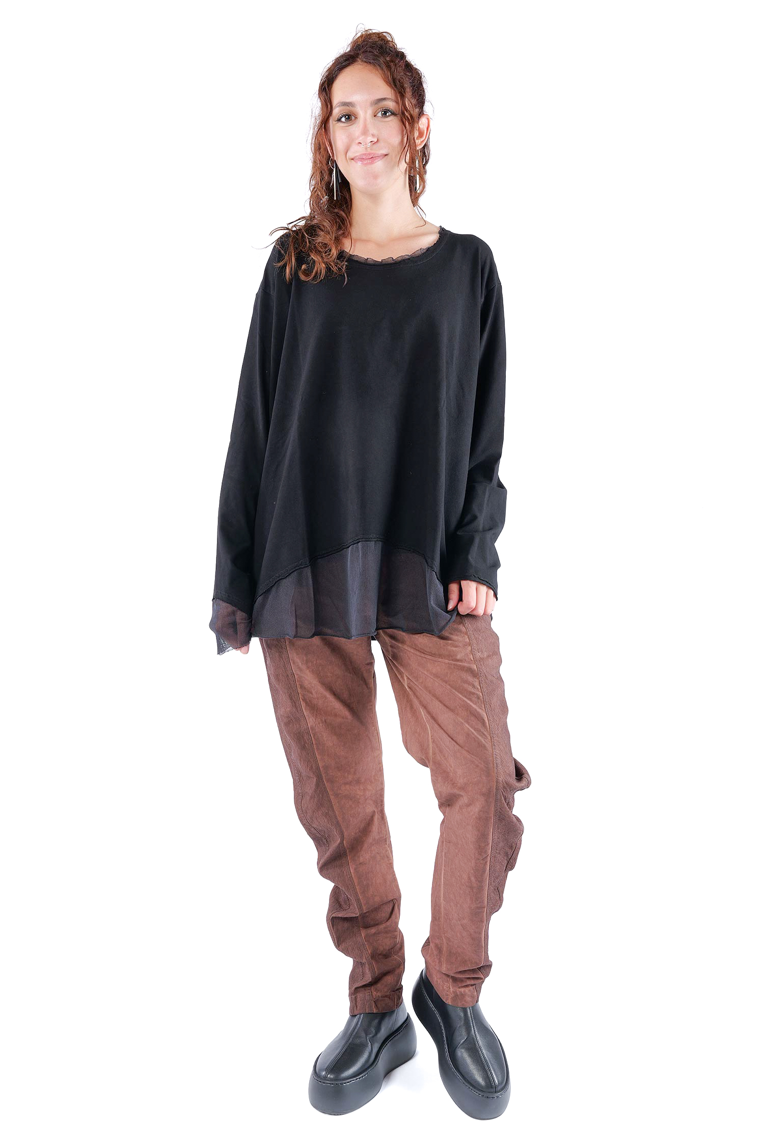 Shirt mit Tüll - Schwarz - 2263510502