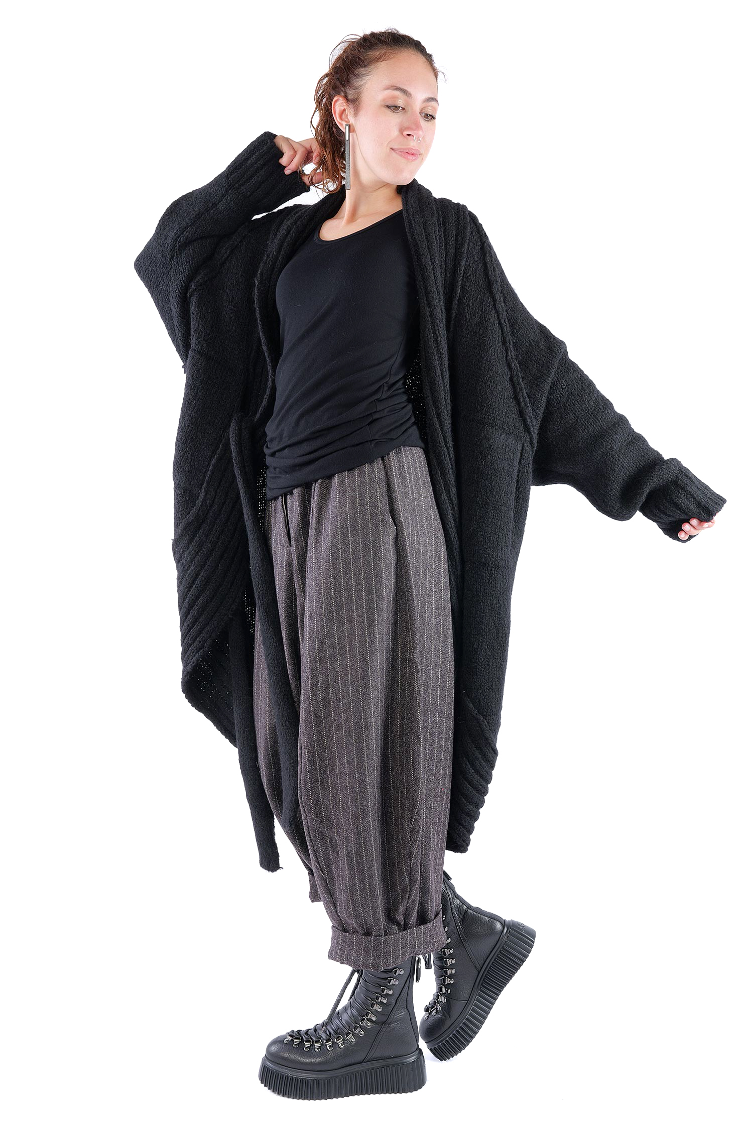 Oversize Cardigan - Schwarz - Serpent
