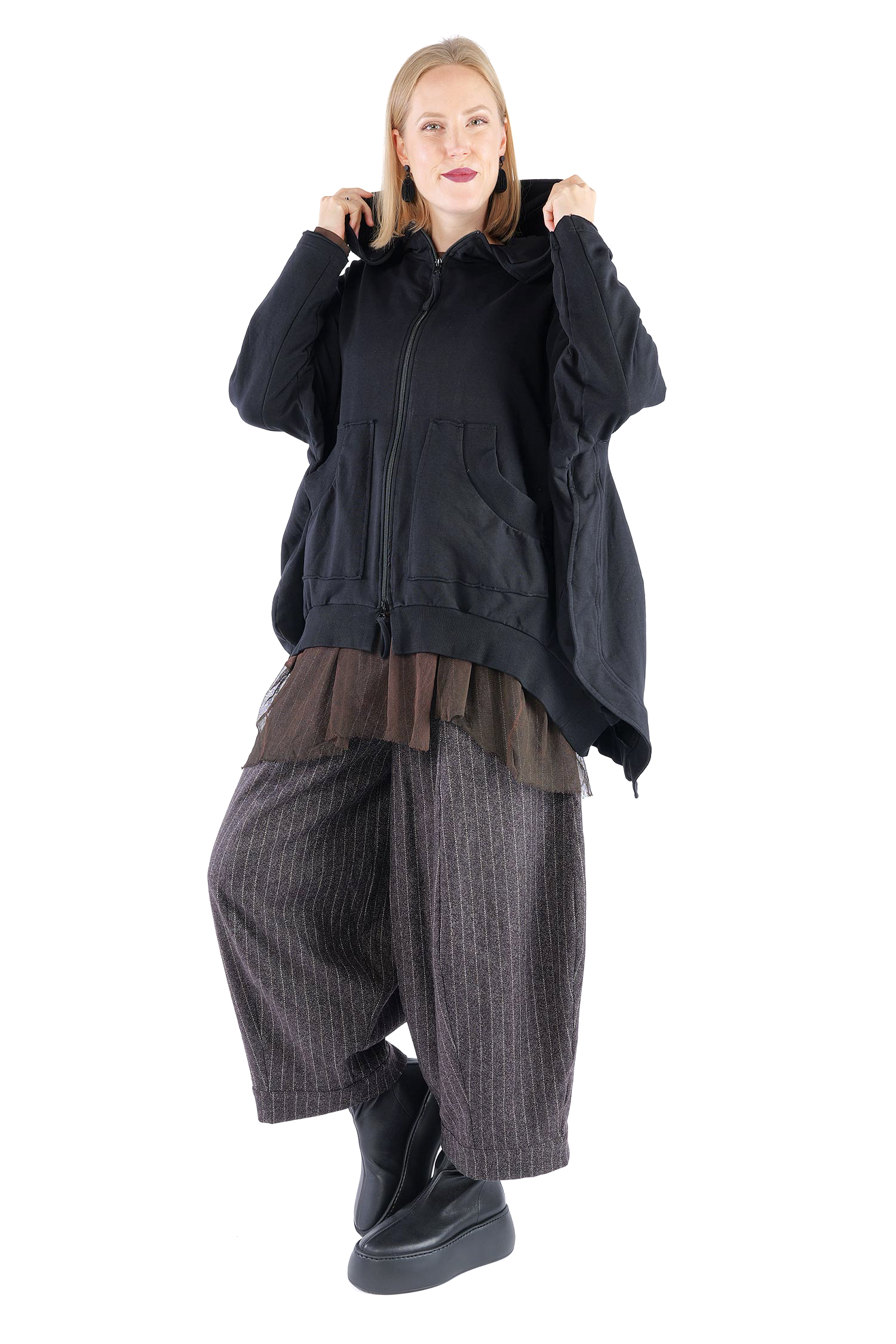 Oversize Sweatjacke - Schwarz - 2263251102