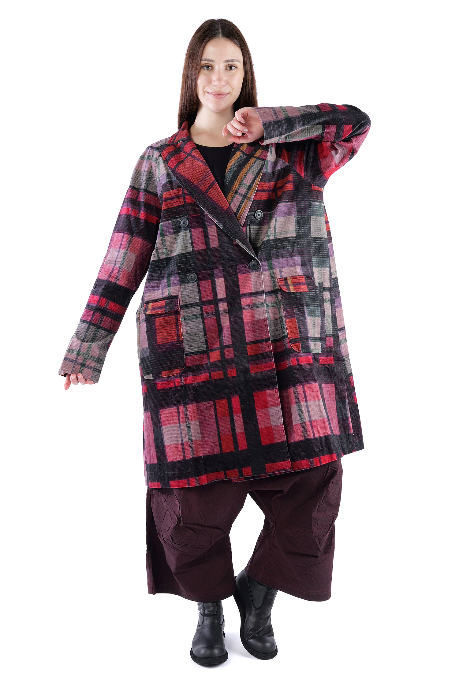 Babycord coat - Check multicolor - 2263231202