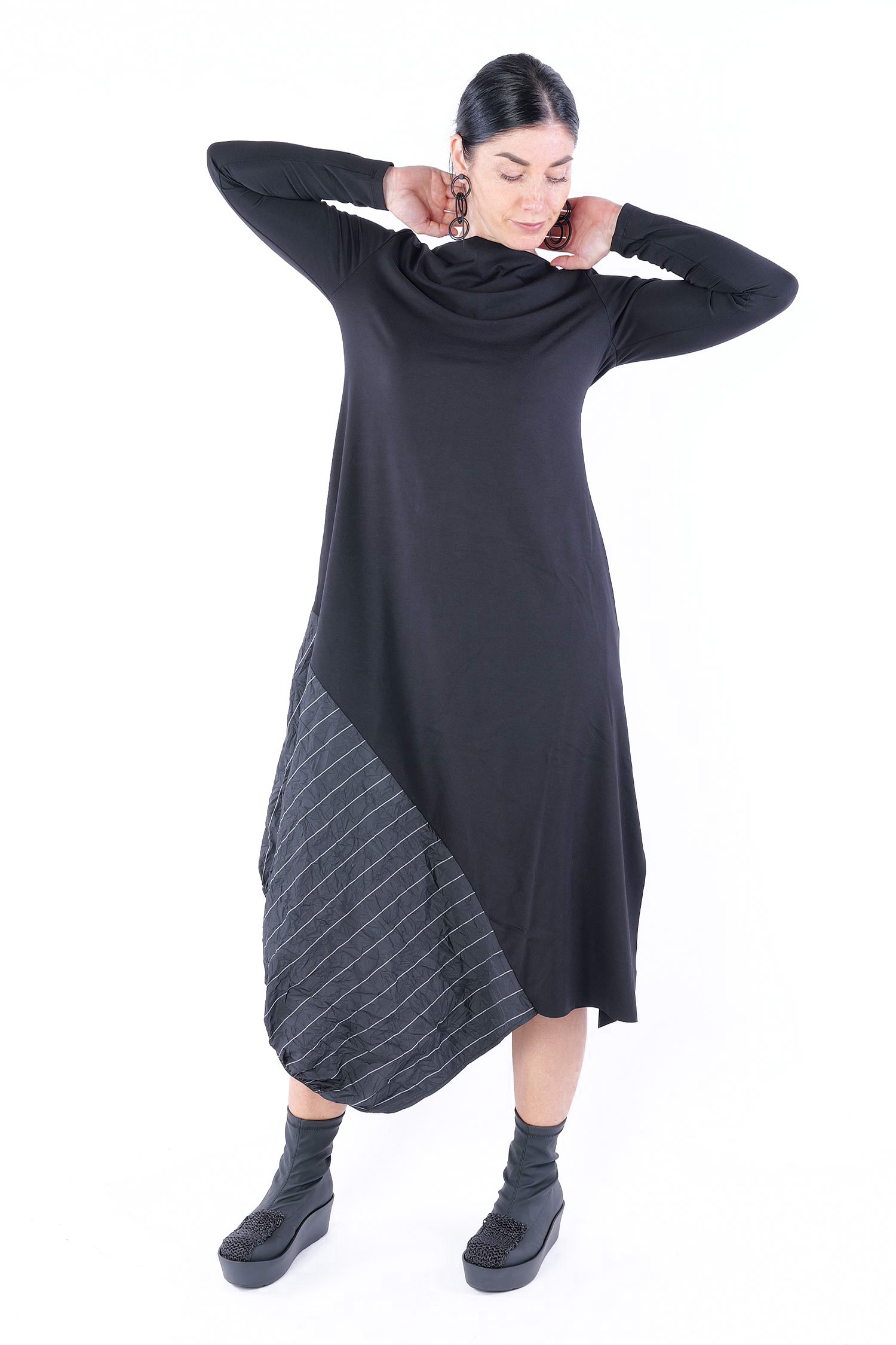 Langes Kleid - Schwarz - W25-32