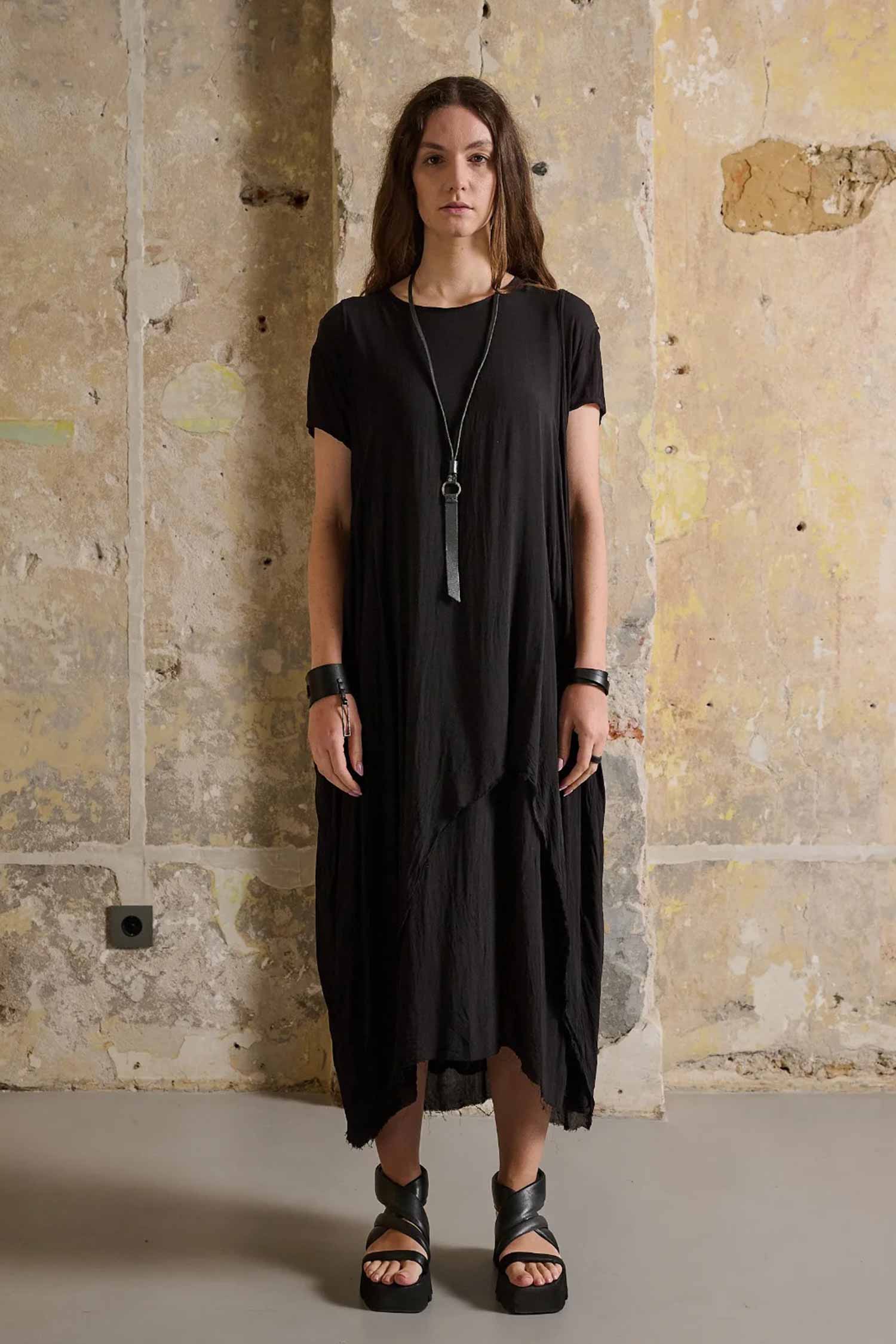 Doppellagiges Kleid - Schwarz - Foamina