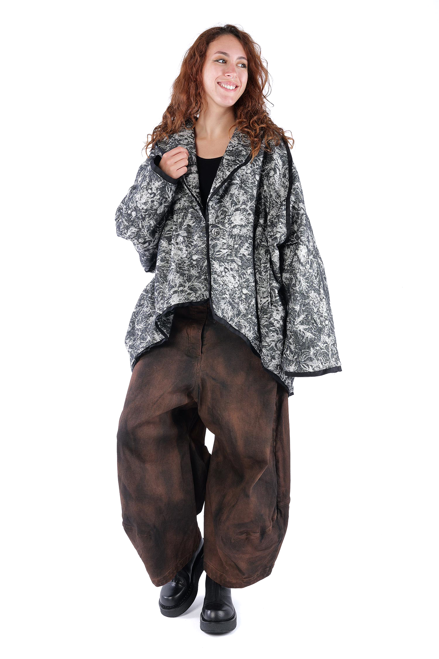 Oversize Winterjacke - Schwarz/Weiß - S438