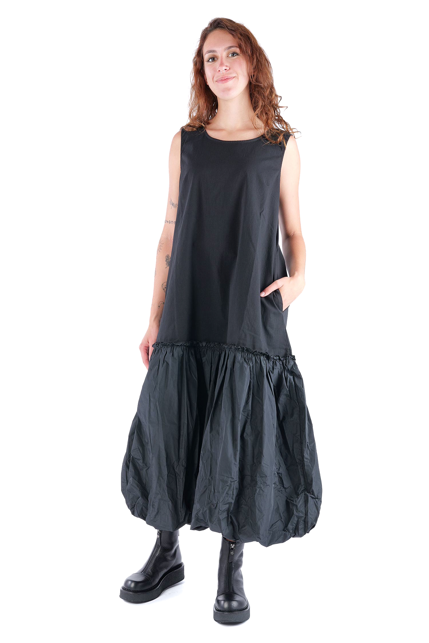 Gerüschtes Kleid - Schwarz - 1124