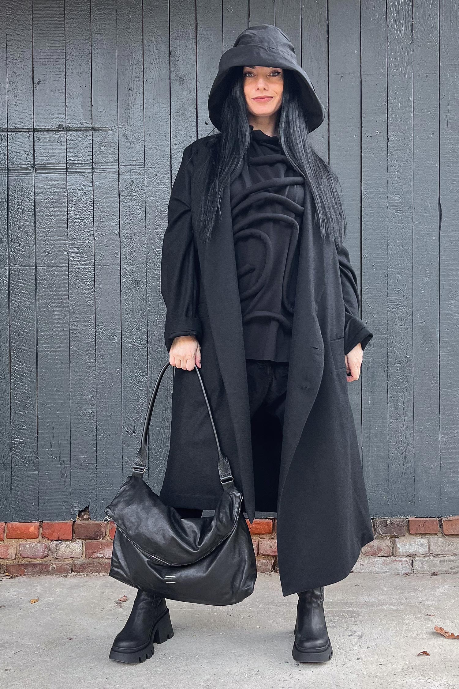 Oversize Wollmantel - Schwarz - I26.2390