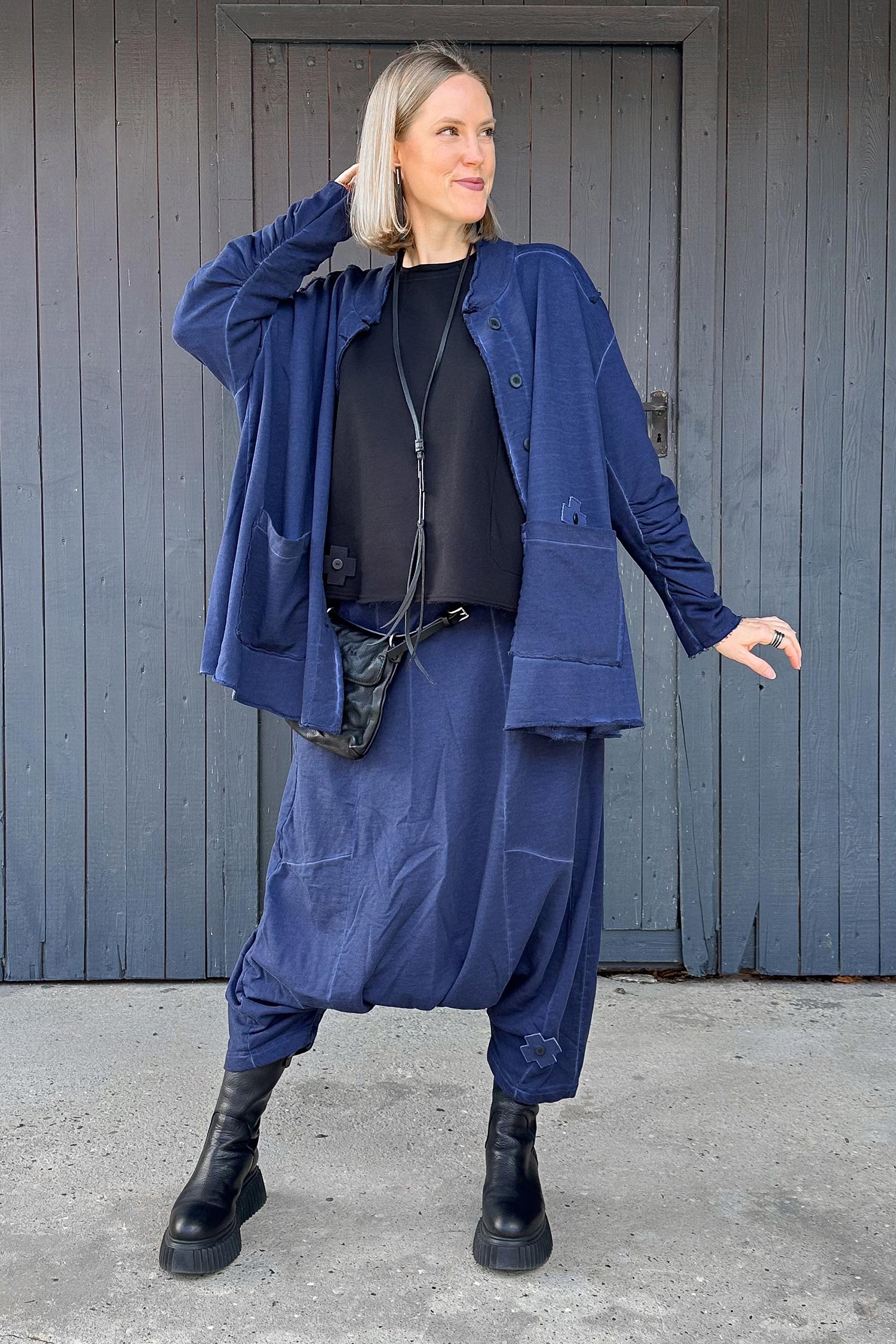 Oversized sweat jacket - Ocean - 2129