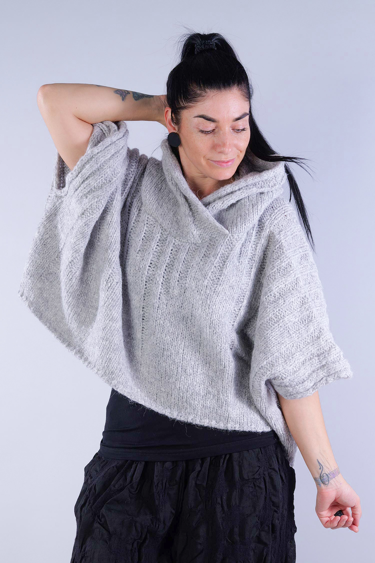 Kurzer Strickhoodie - Pearl - Pooh