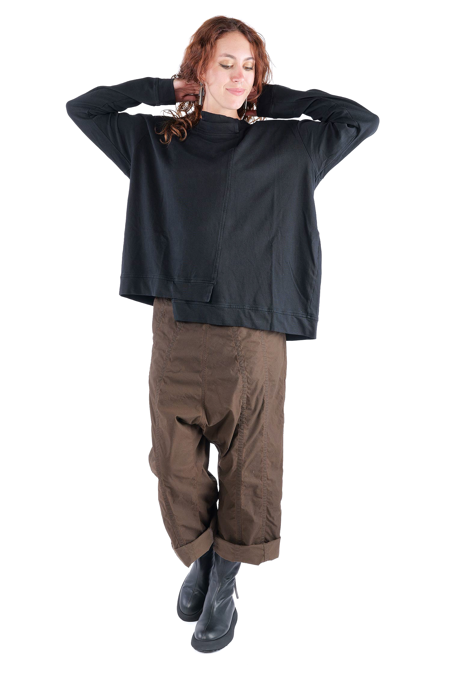 Asymmetrischer Sweater - Schwarz - 2263290501