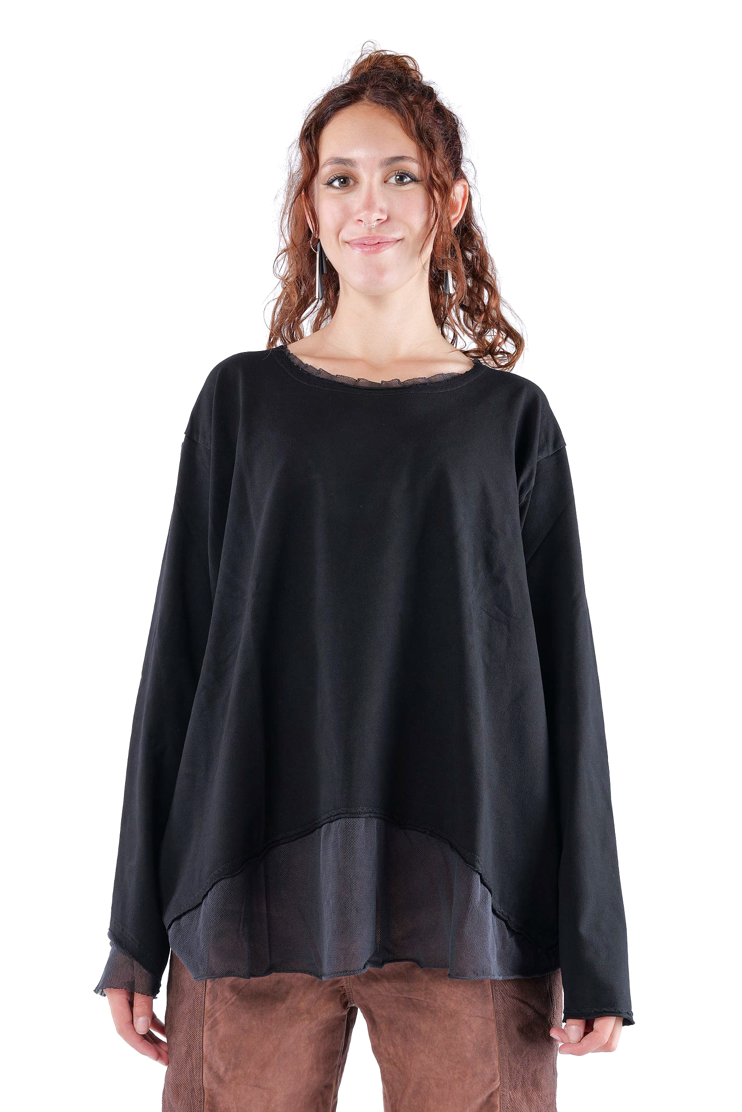 Shirt mit Tüll - Schwarz - 2263510502