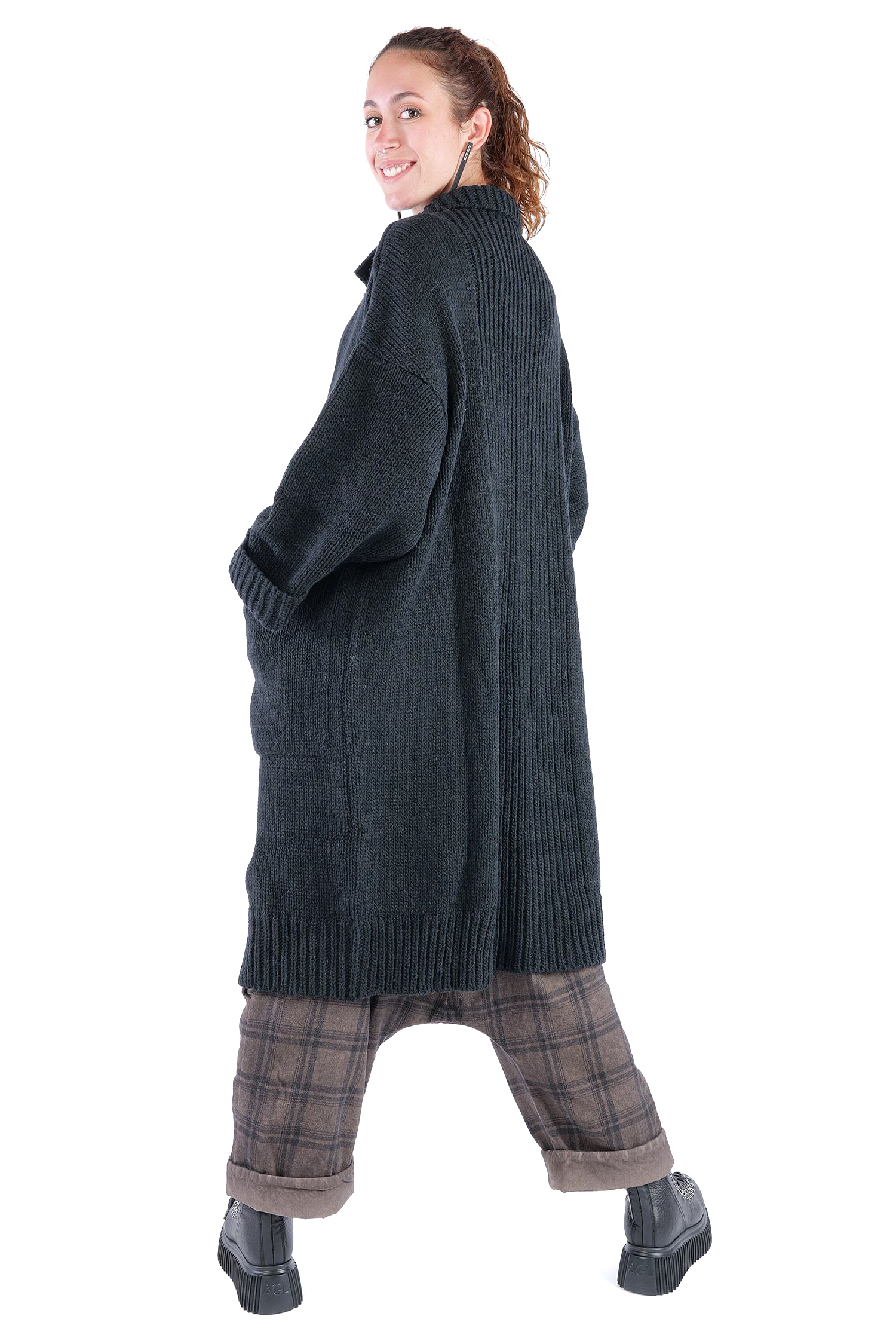 Oversize Strickmantel - Schwarz - Kongo