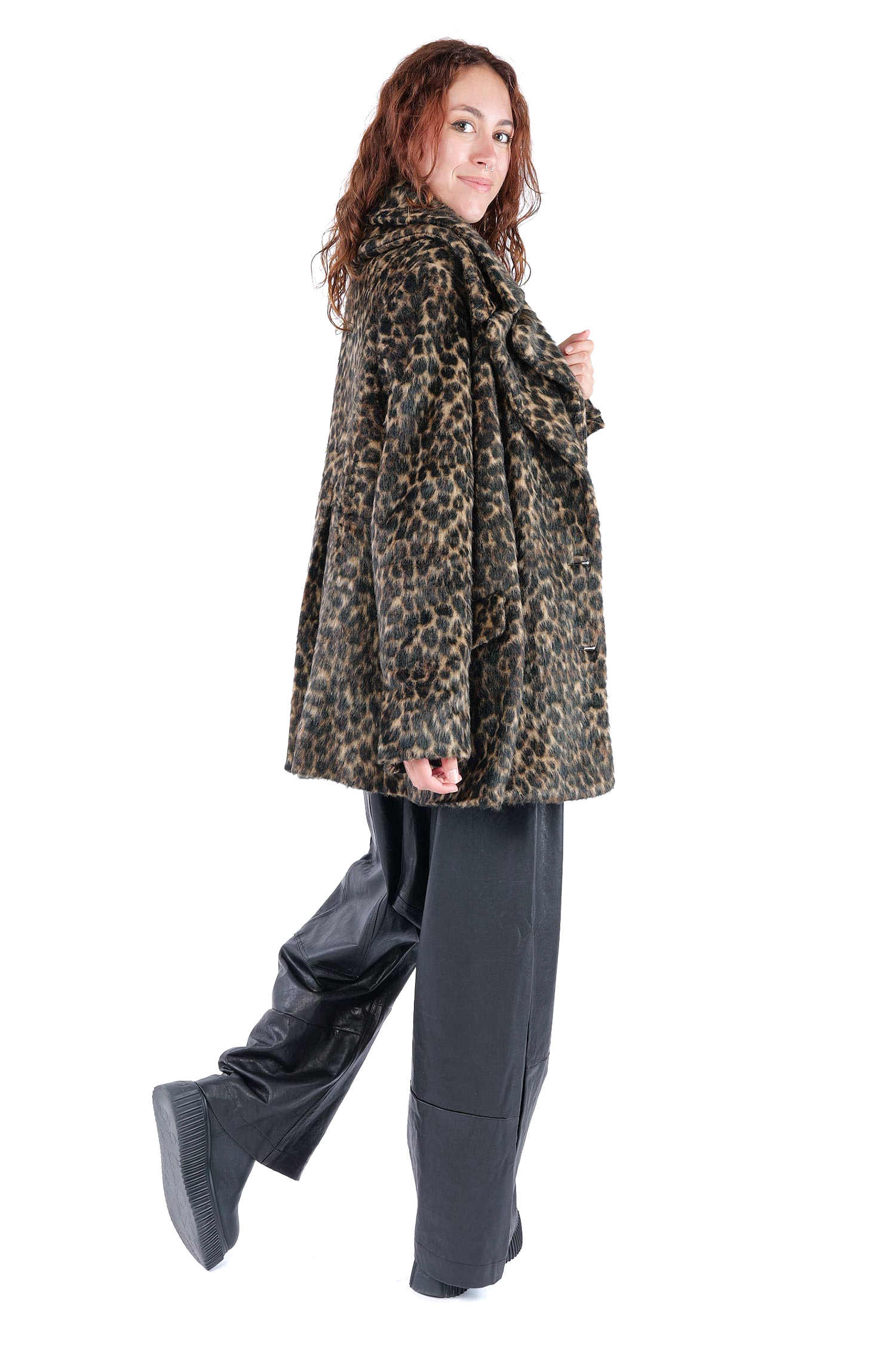 Oversized leopard fur jacket - Leo jacquard - 2261191102