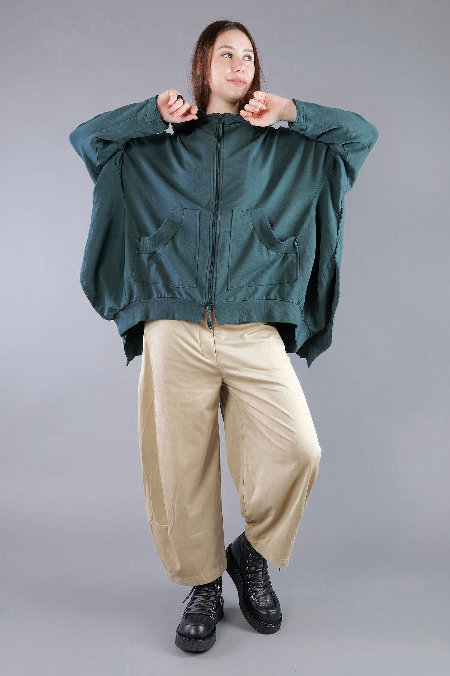Oversized sweat jacket - Forest - 2263251102