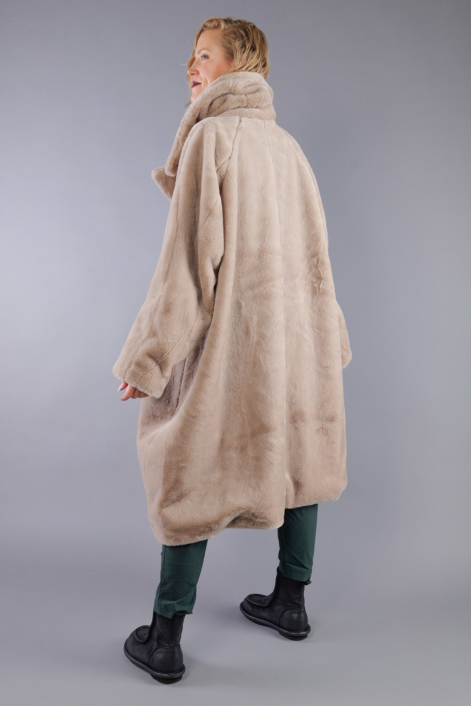 Kunstfellmantel - Sand - 2263431202