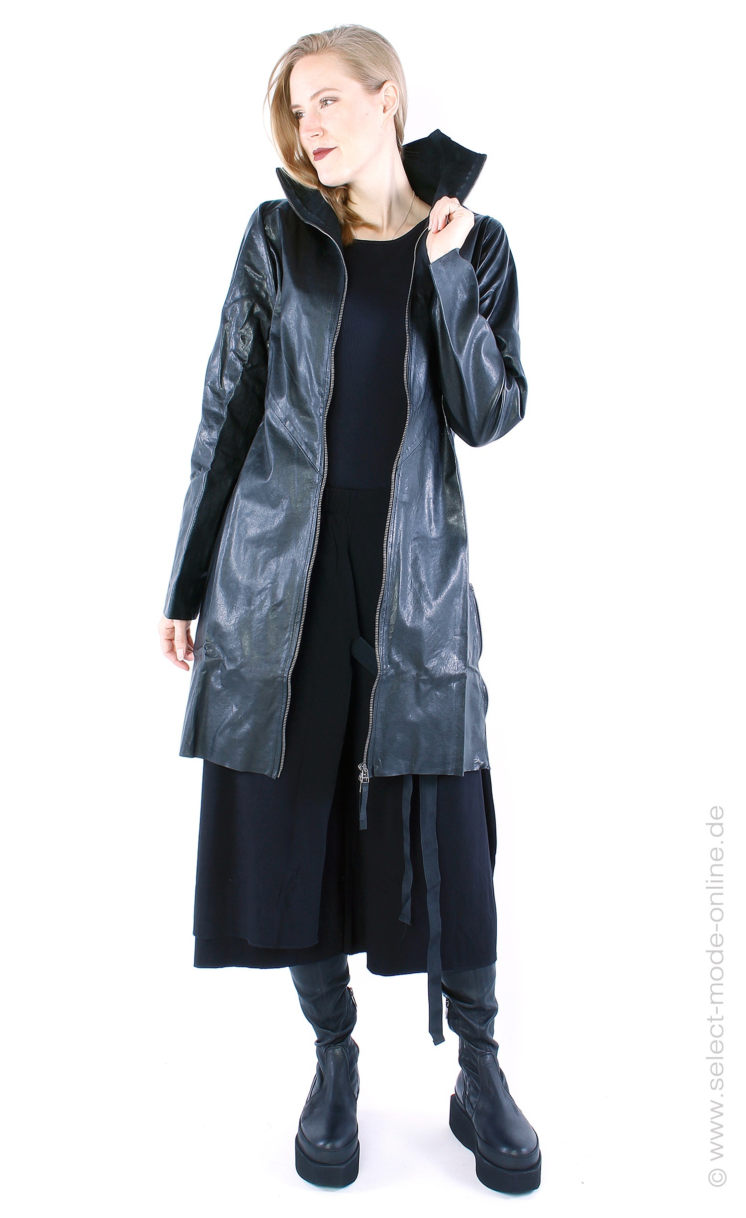 Leather coat - black - Rigmor