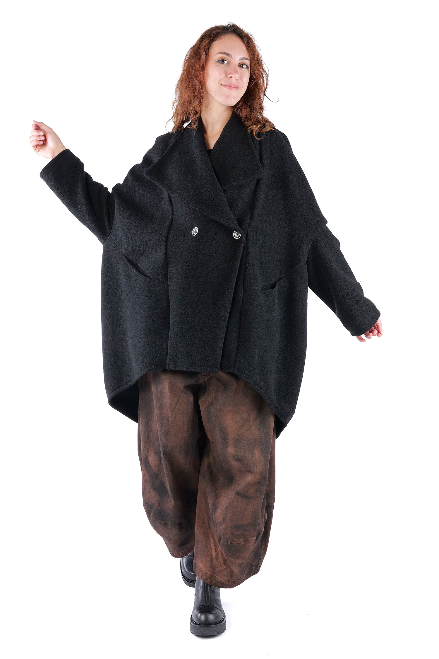 Oversize Mantel - Schwarz - S490