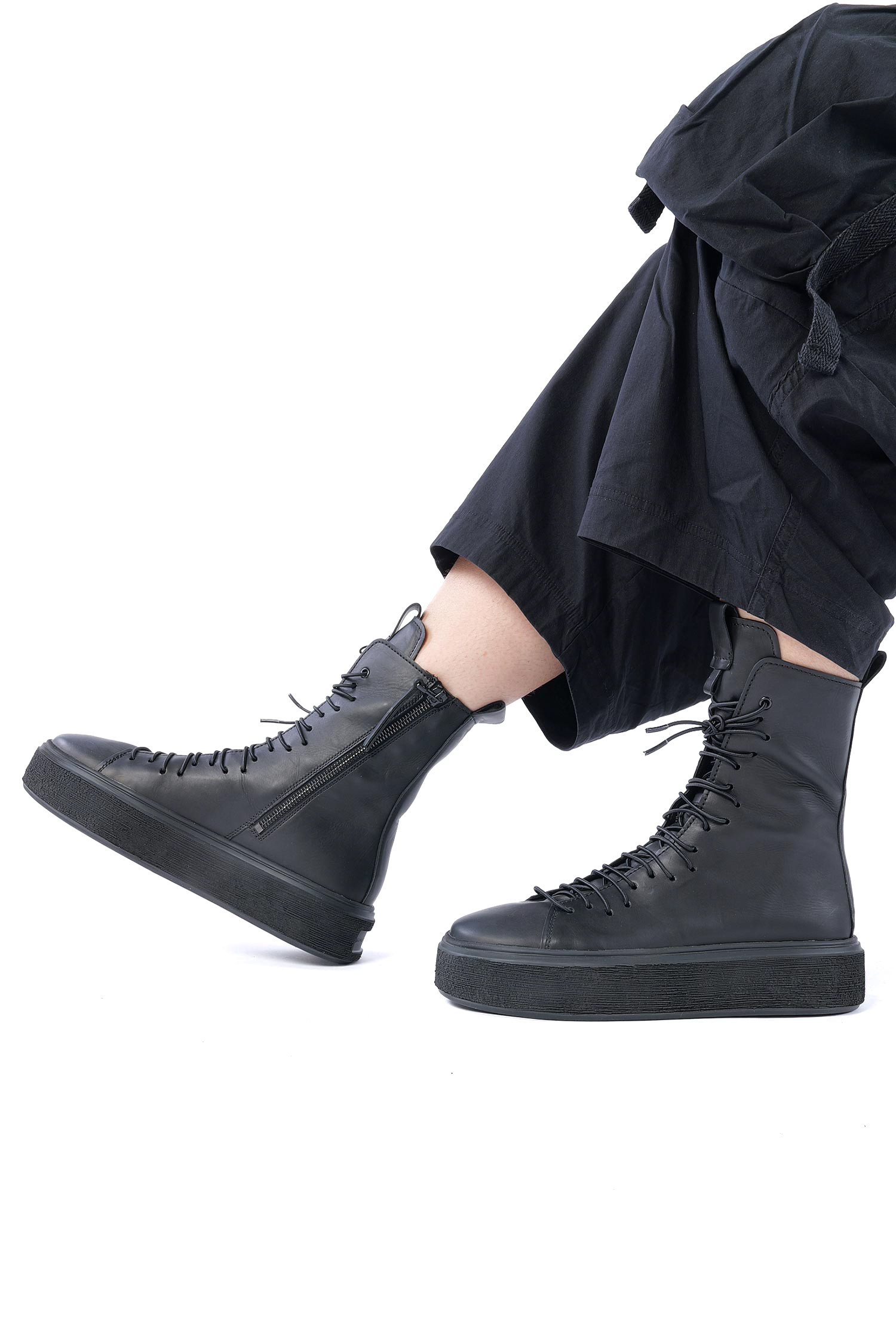 Hohe Ledersneaker - Schwarz - 907108