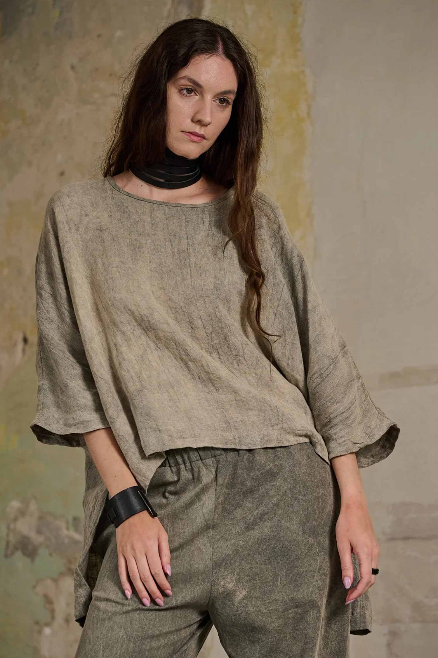 Leinen Shirt - Grey Stone-washed - Curie