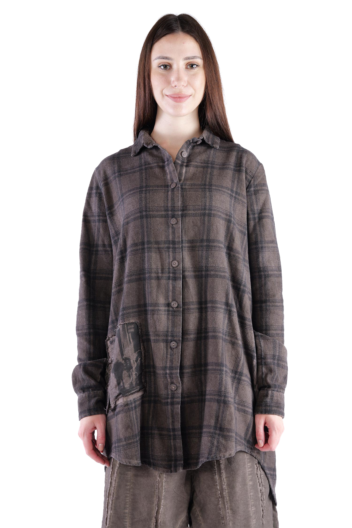 Legere Hemd-Bluse - Truffle old dye check - Allora