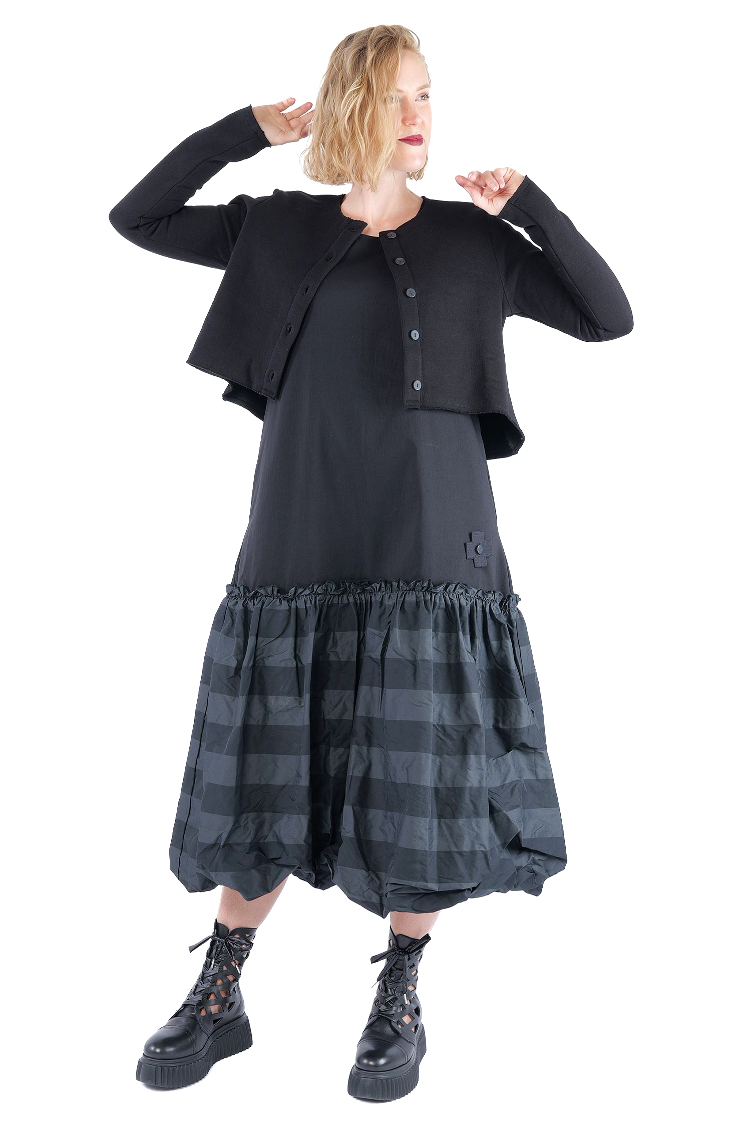 Kurze Sweatjacke - Schwarz - 2121