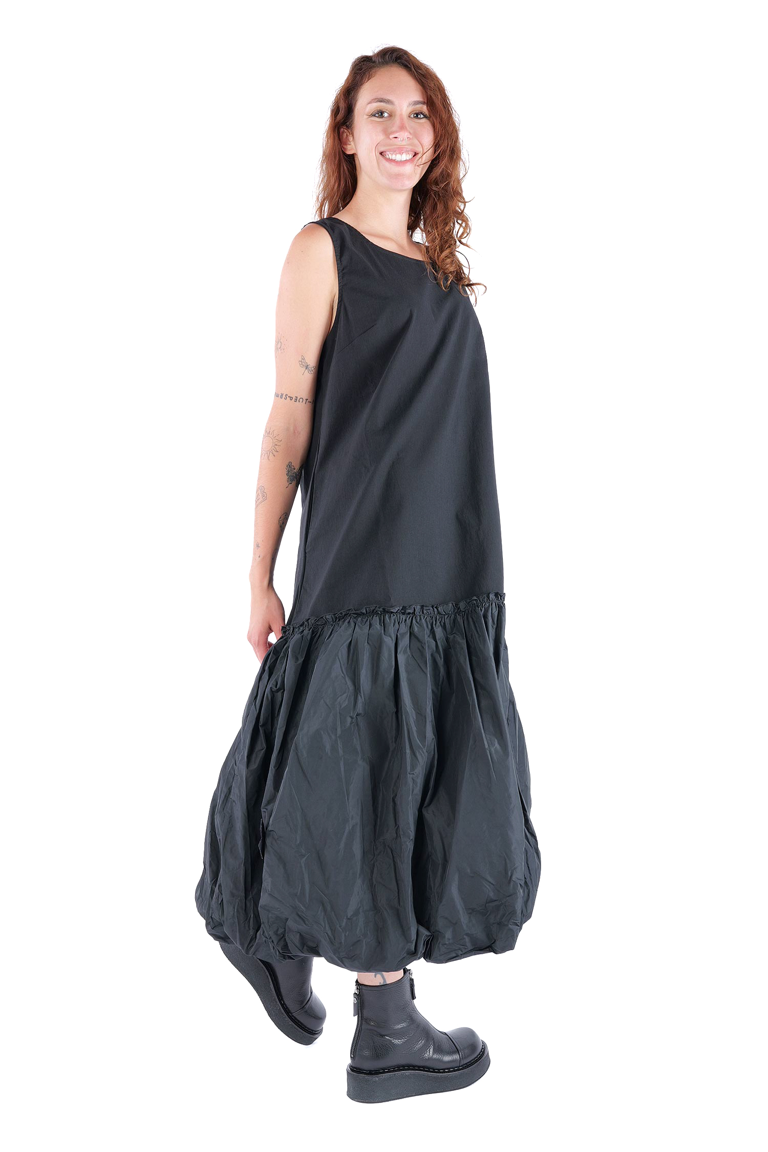 Gerüschtes Kleid - Schwarz - 1124