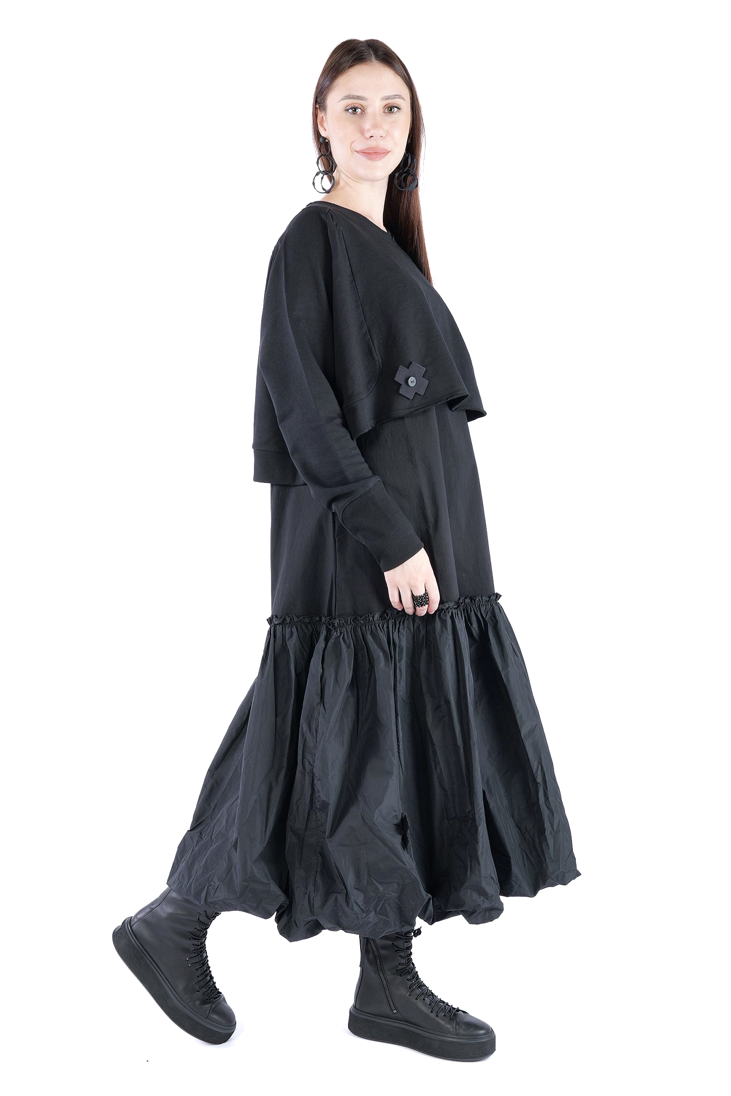 Kurzer Sweatpullover - Black print - 2137