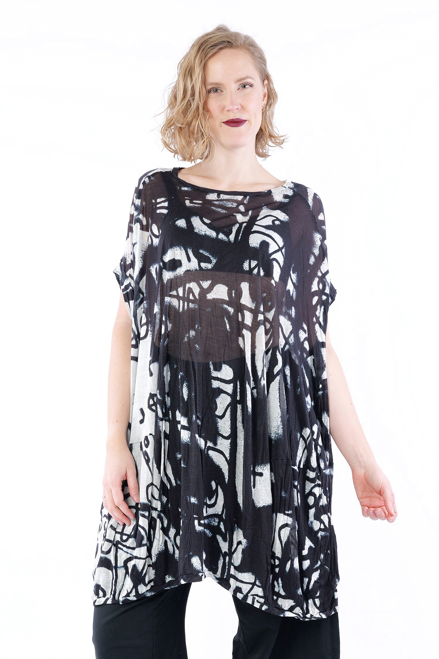 Tunika mit Seide - Black print - 1261621904