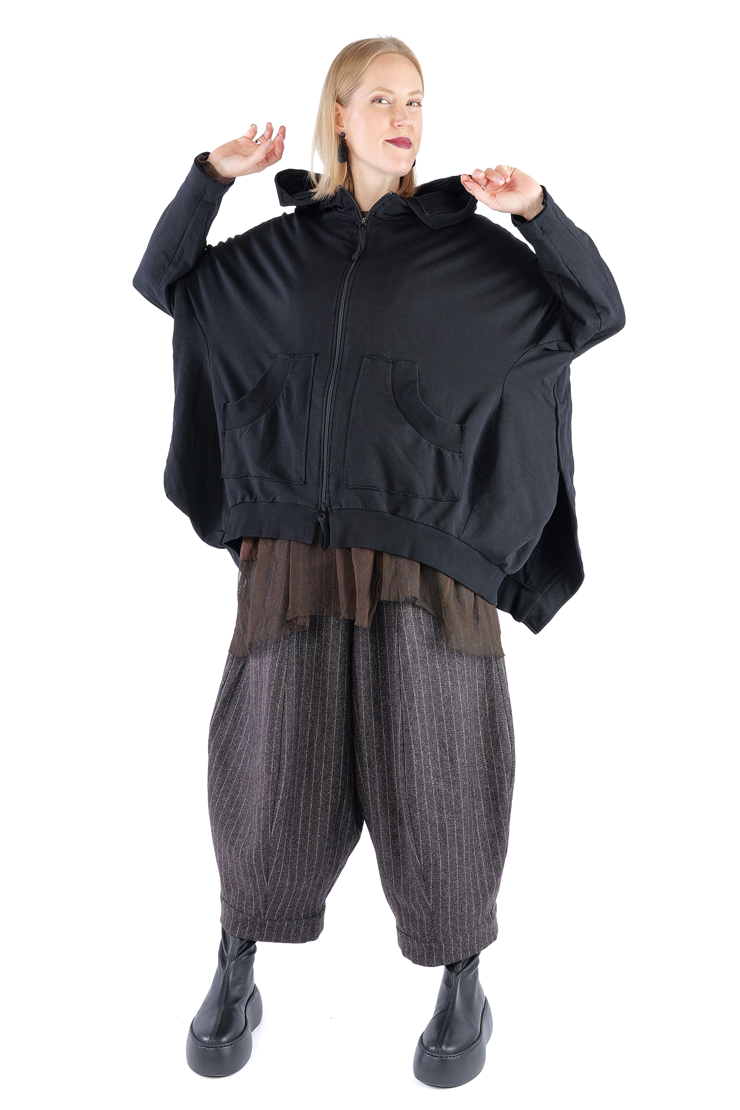 Oversize Sweatjacke - Schwarz - 2263251102