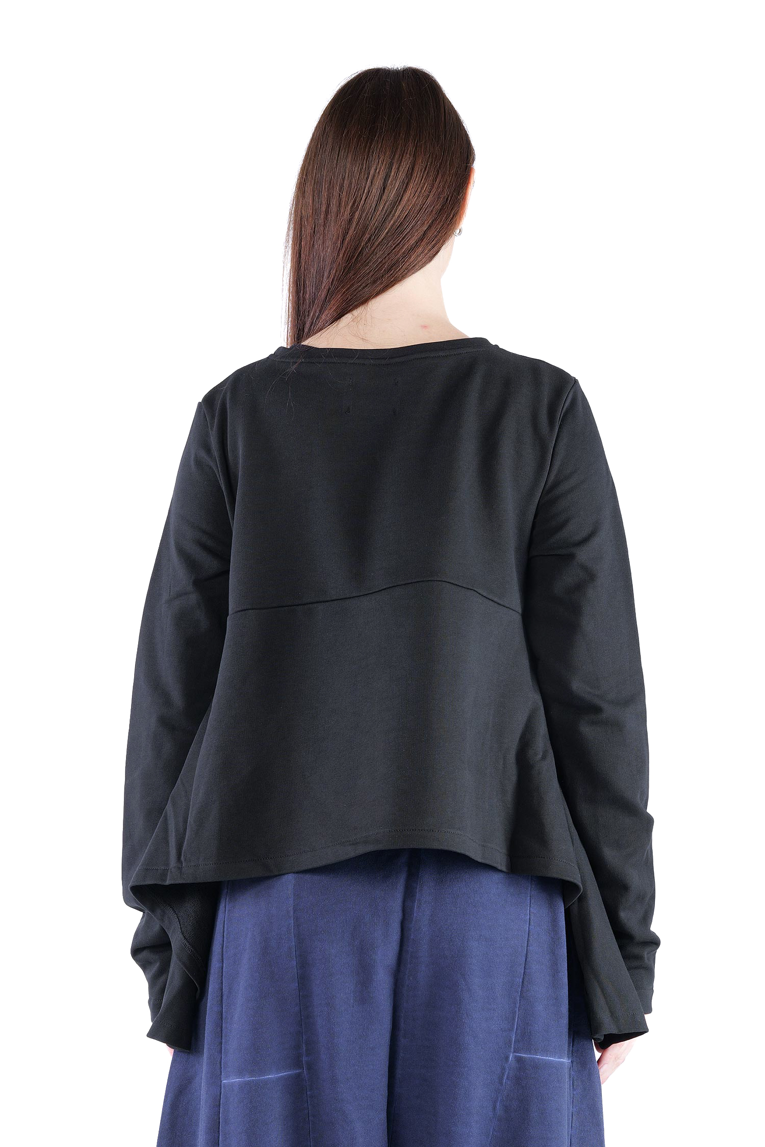 Asymmetrischer Sweatpullover - Schwarz - 2135