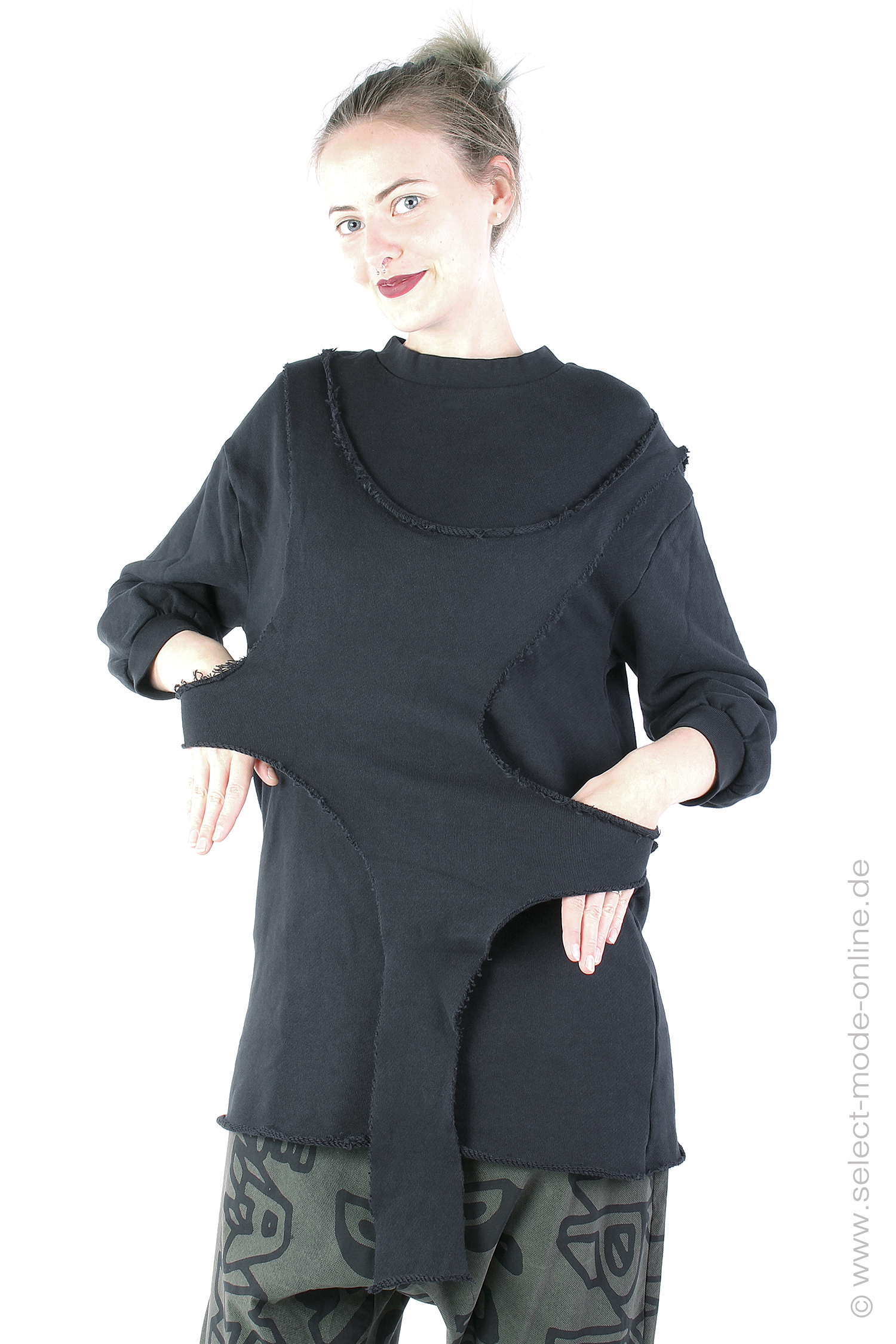 Sort Pullover Sort Aarhus Long sweat pullover - Black - SA2101 I select mode online