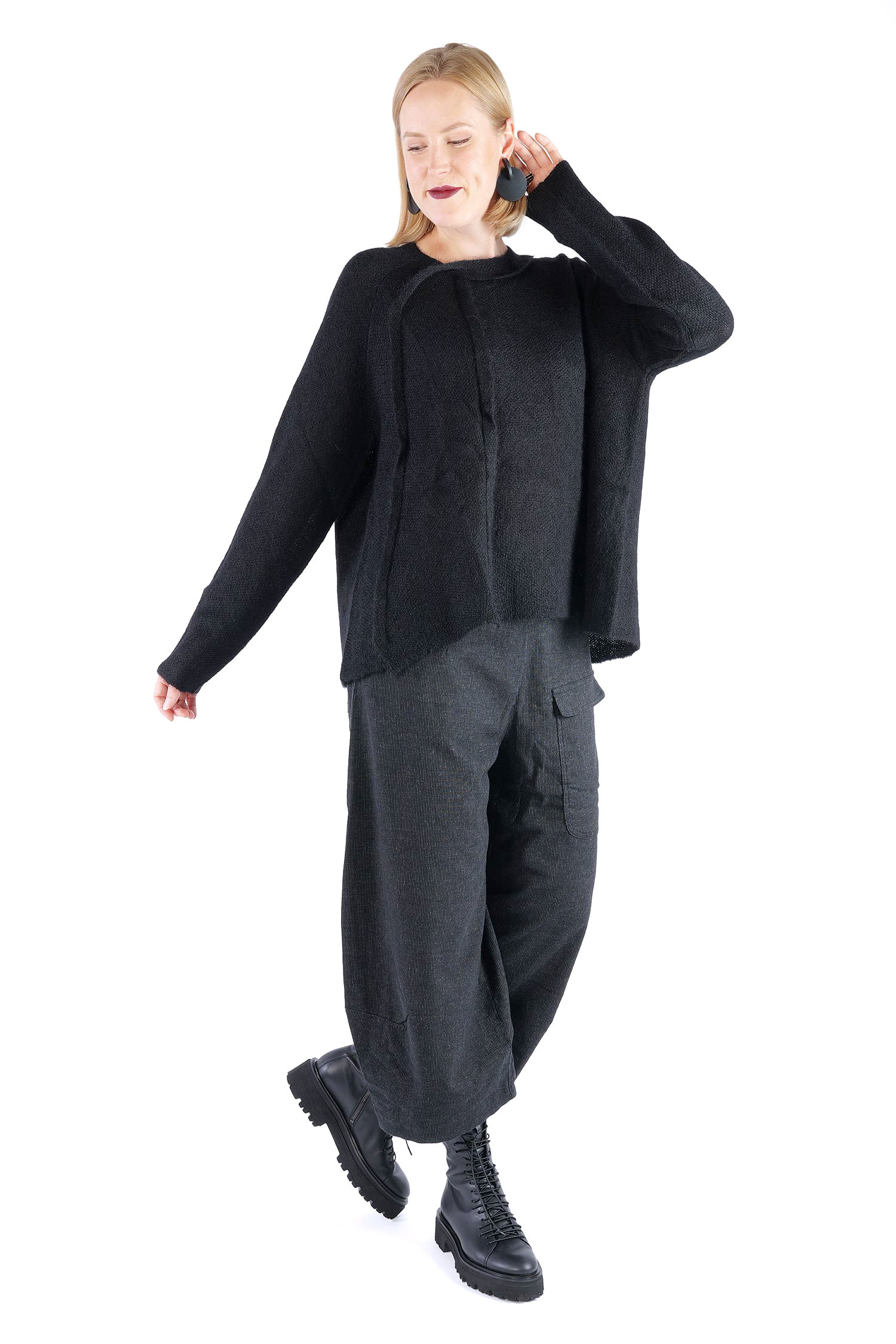 Oversize Strickpullover - Schwarz - 2262450703