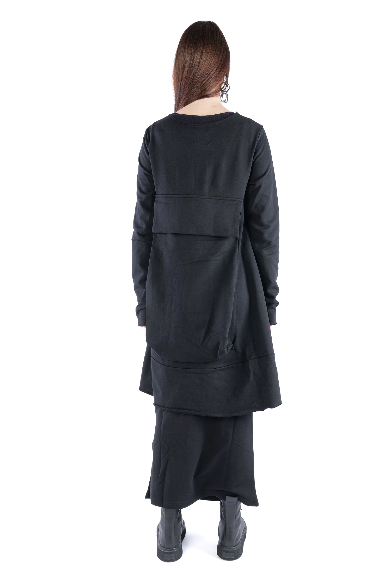 Sweat Mantel-Kleid - Schwarz - 2124