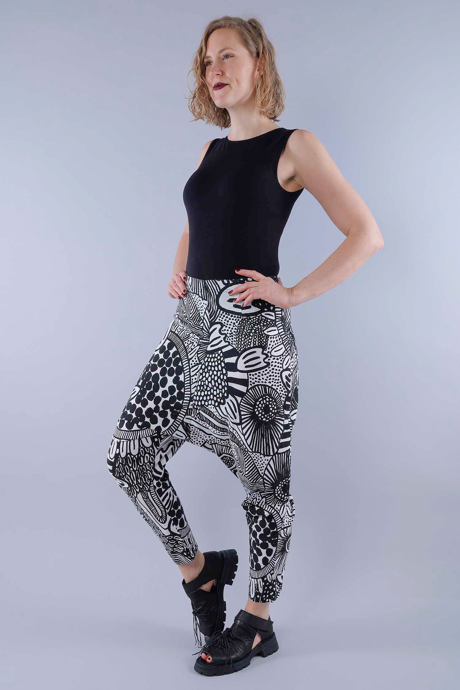 Stretch pants - Black print - 1263440101