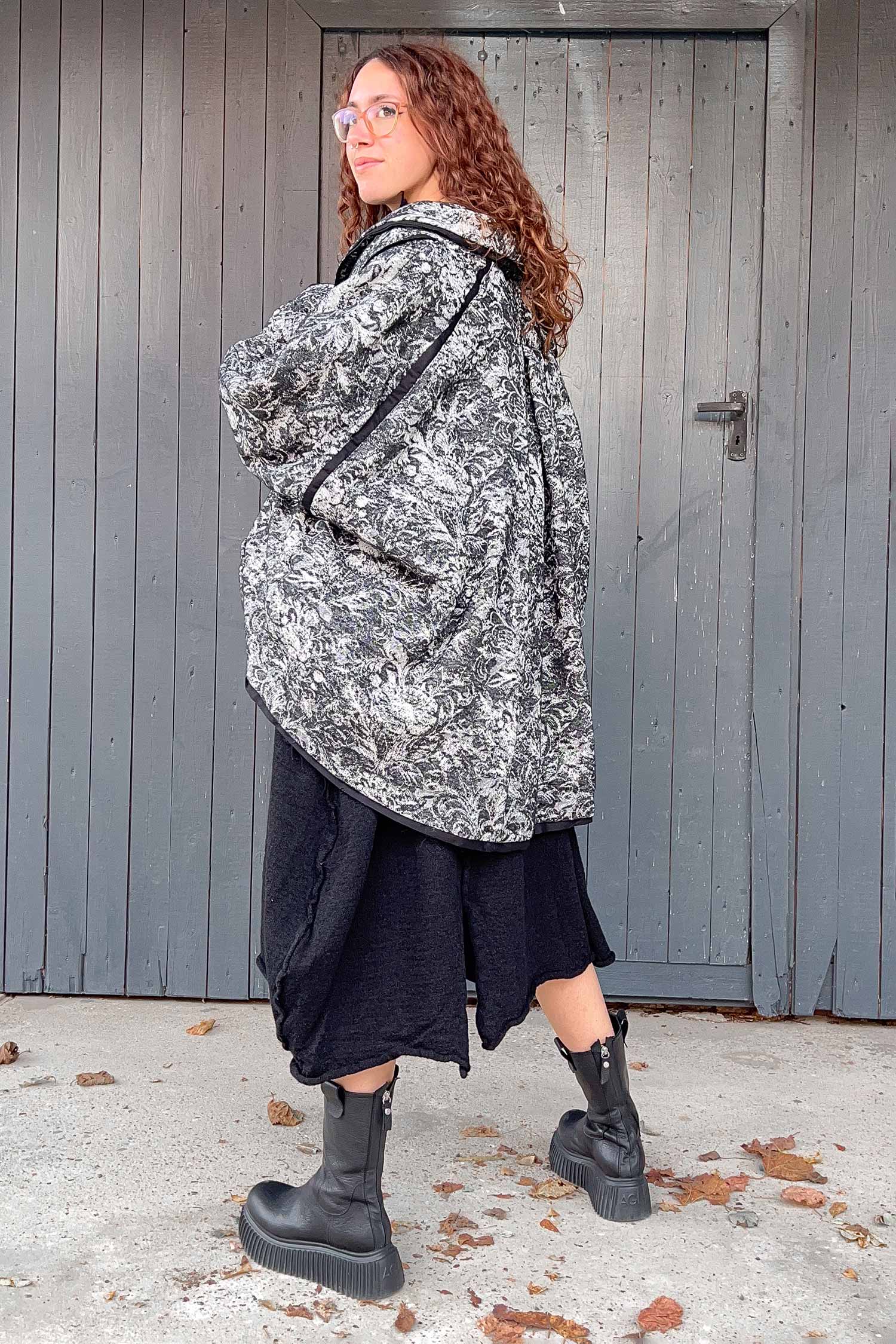 Oversize Winterjacke - Schwarz/Weiß - S438