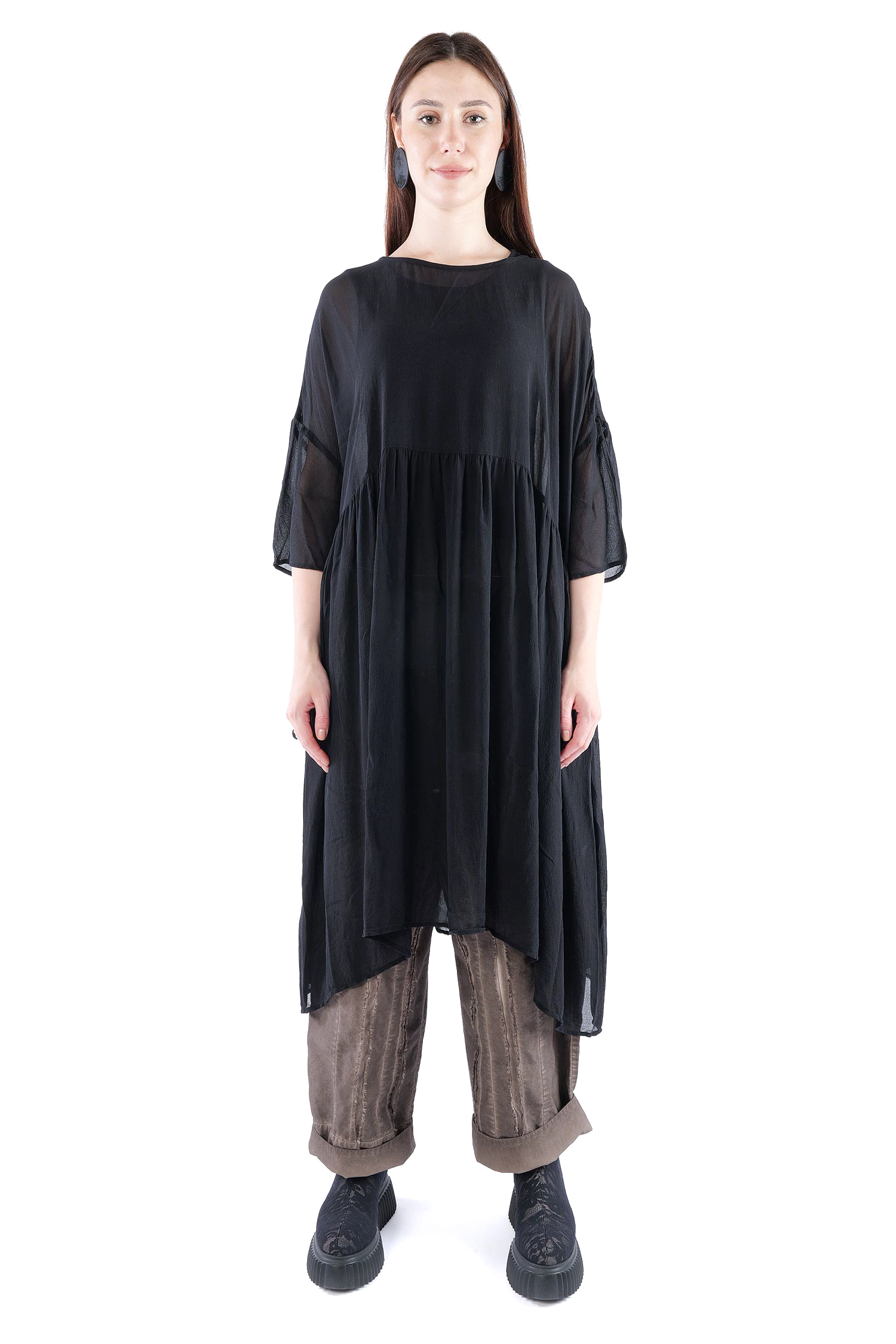 Oversize Seidenkleid - Schwarz - Meinsein