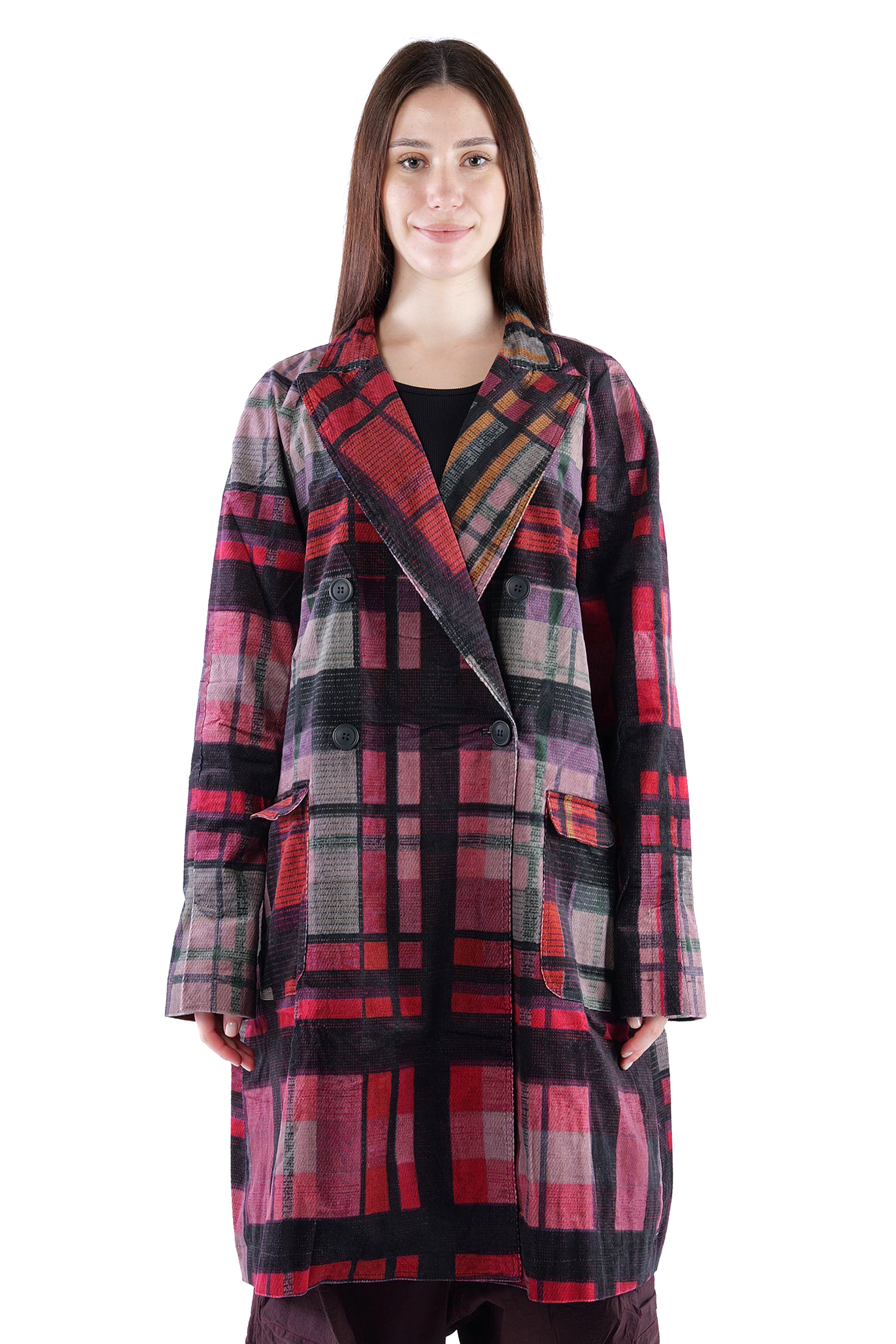 Babycord coat - Check multicolor - 2263231202