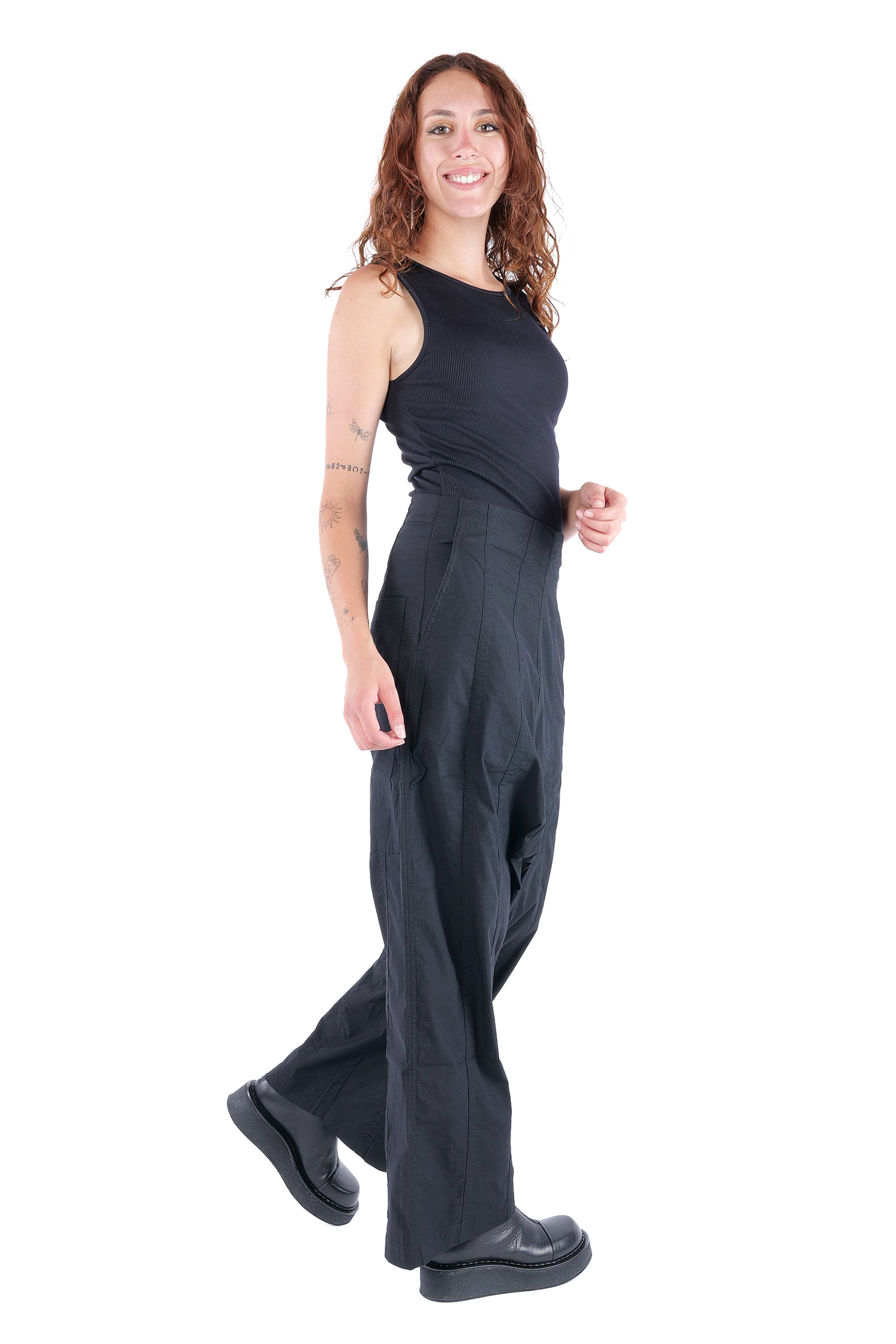Weite Stretchhose - Schwarz - 2261390126