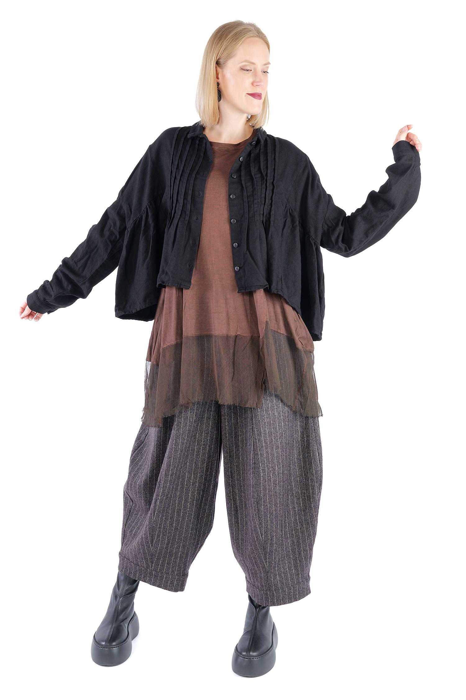 Kurze Flanelljacke - Schwarz - Innenfrei