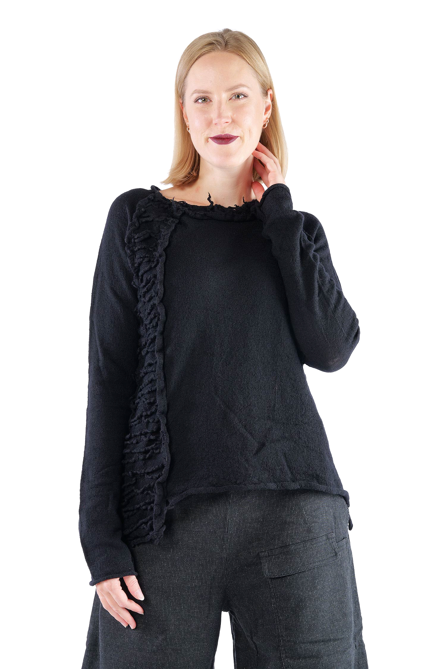 Dekorativer Wollpullover - Schwarz - 2262680705