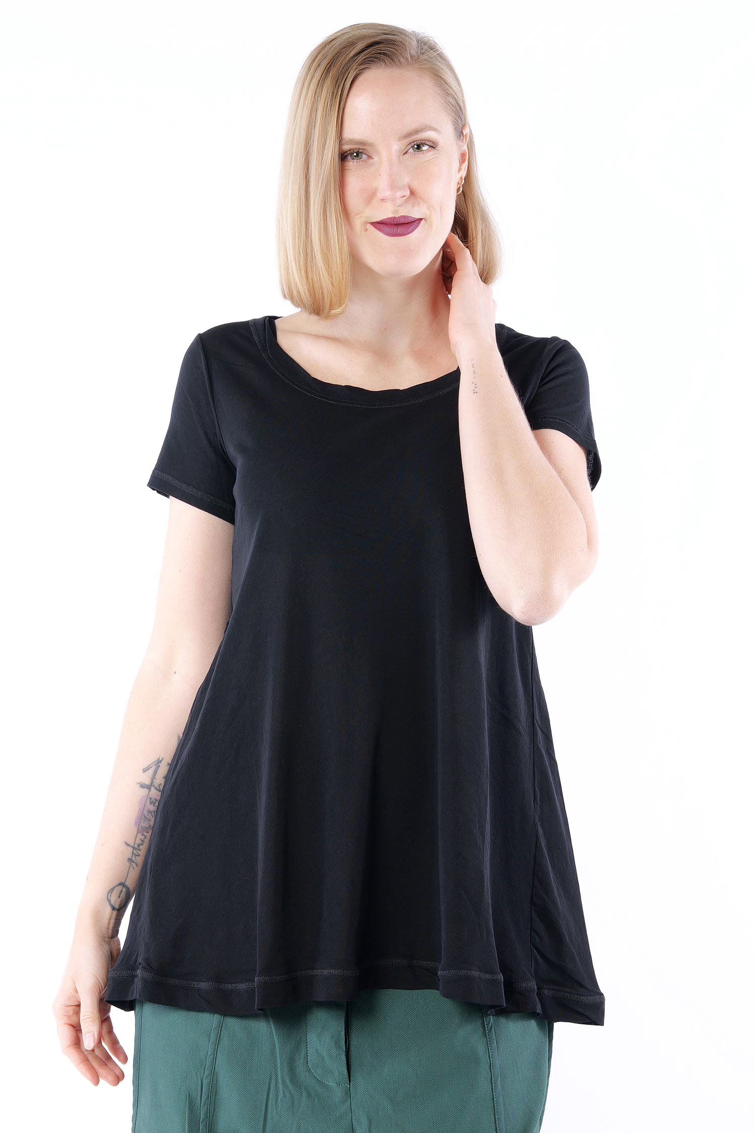 A-Linien T-Shirt - Schwarz - 1263230508