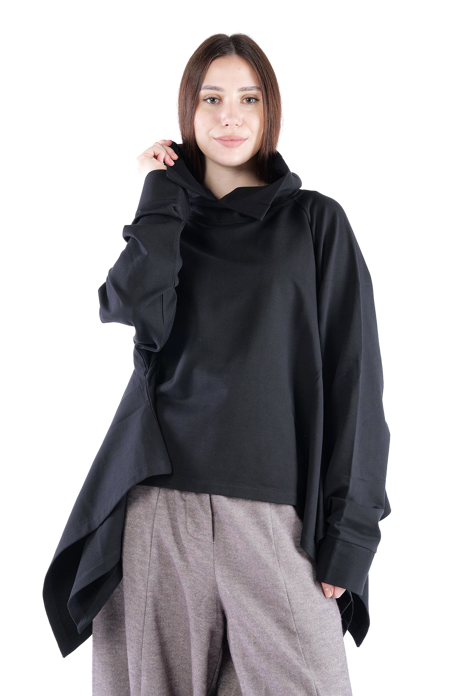 Asymmetrischer Pullover - Schwarz - 26.2-KHF112