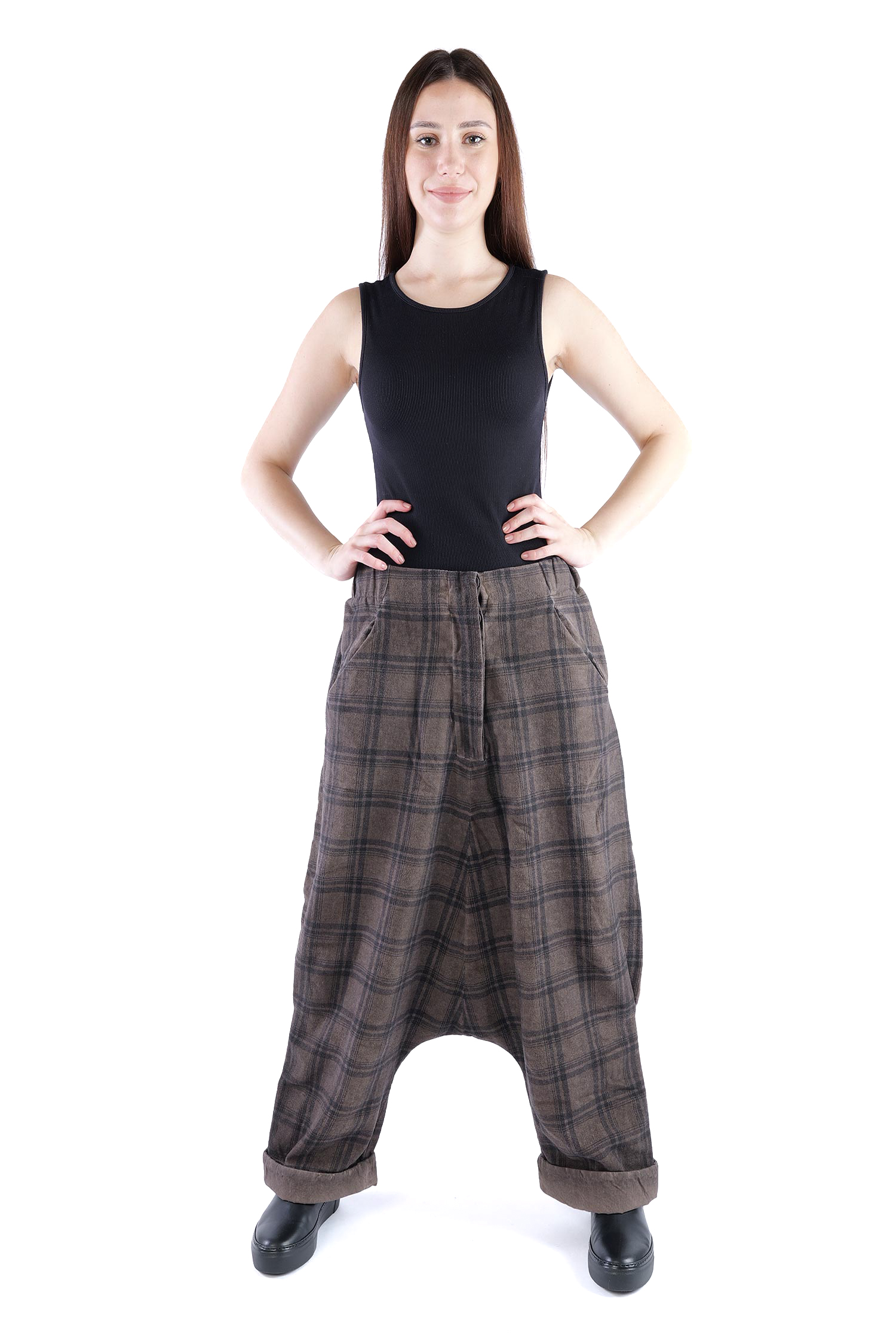 Flanell Hose - Truffle old dye check - Glano