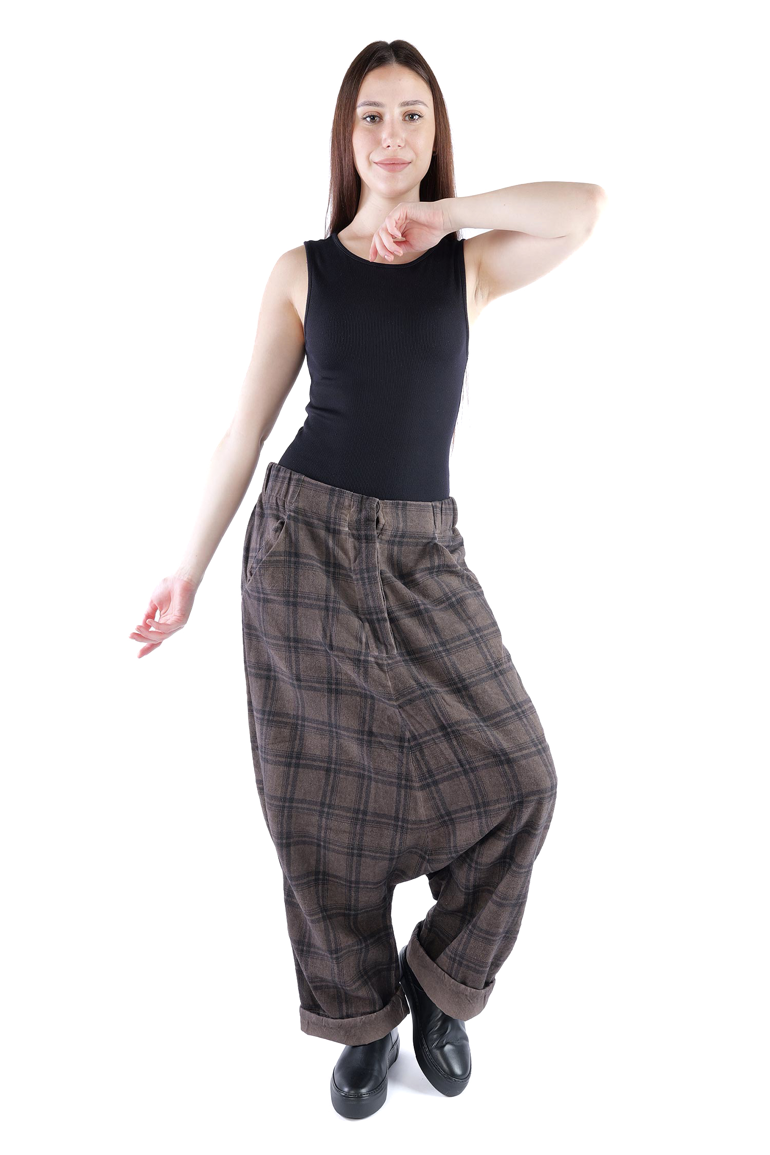 Flanell Hose - Truffle old dye check - Glano