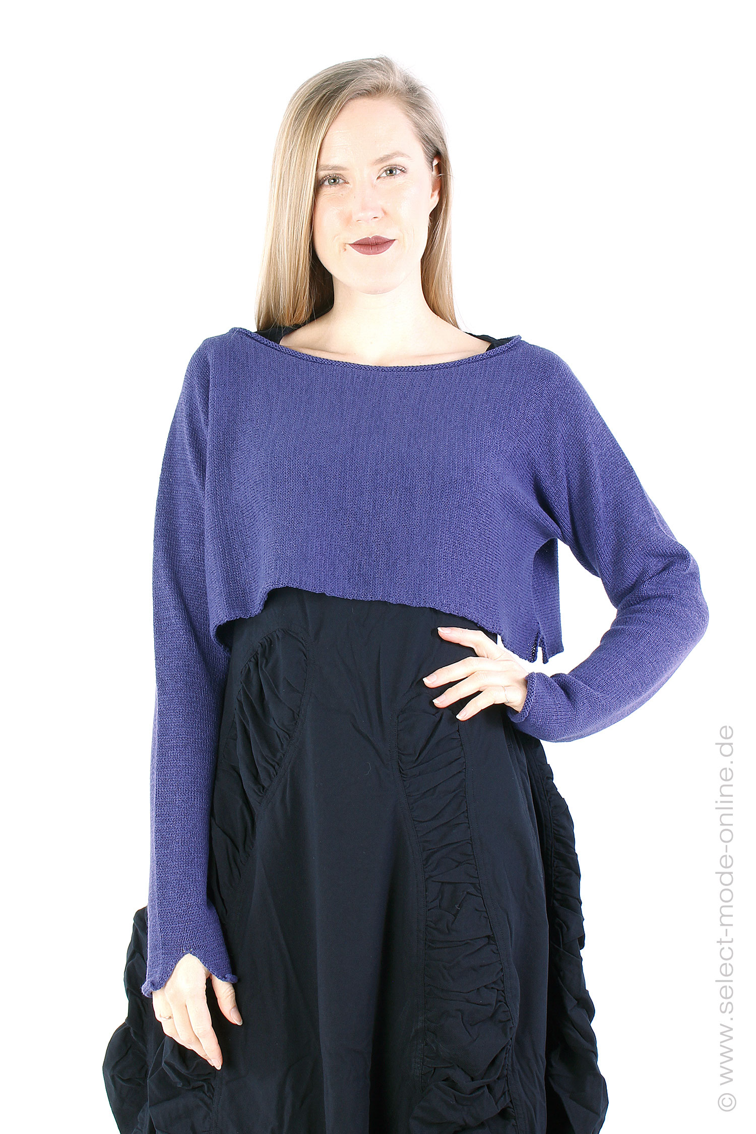 Short knit pullover - Azur - 1243720701