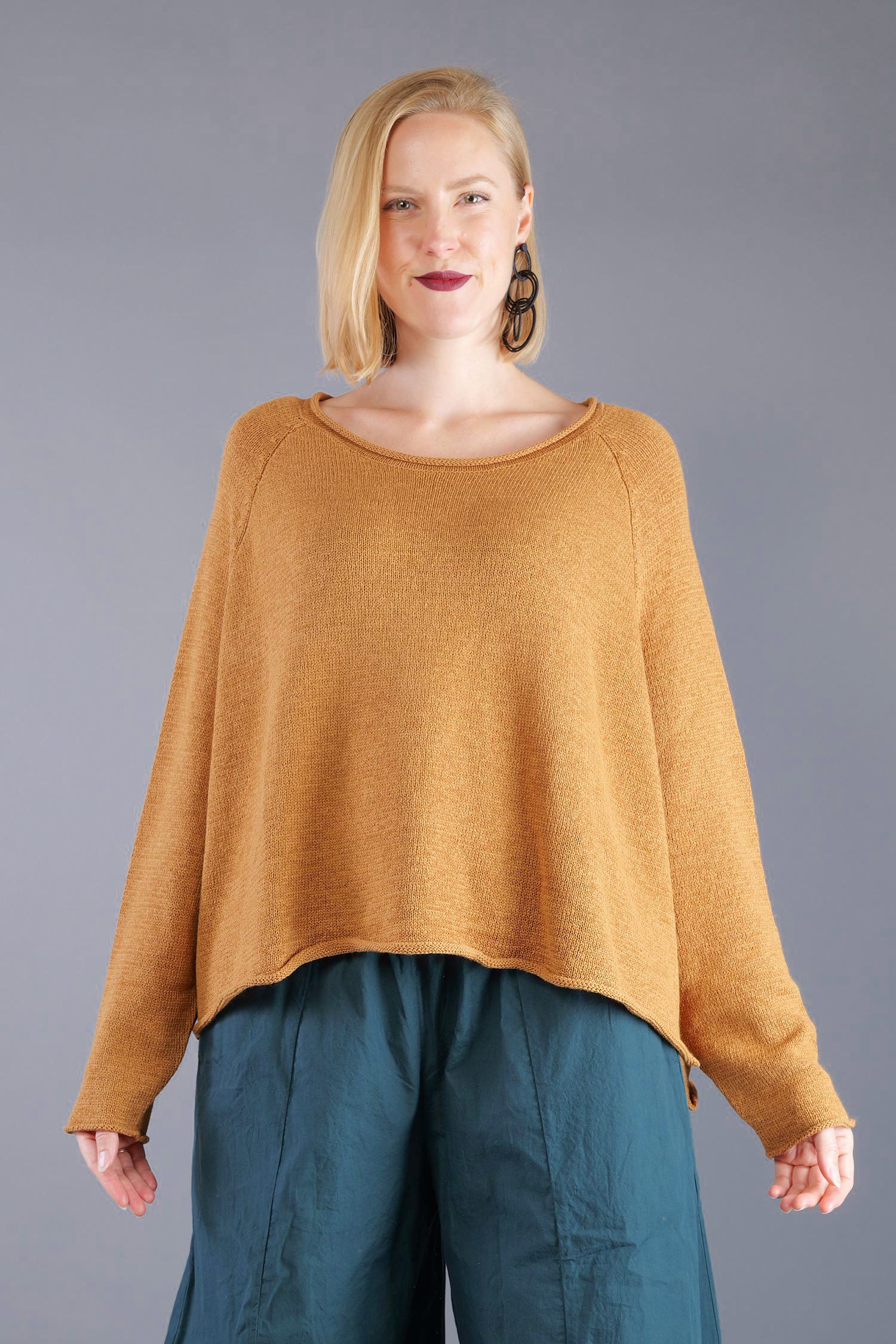 Oversized knitted pullover - Bronze - 2263720713