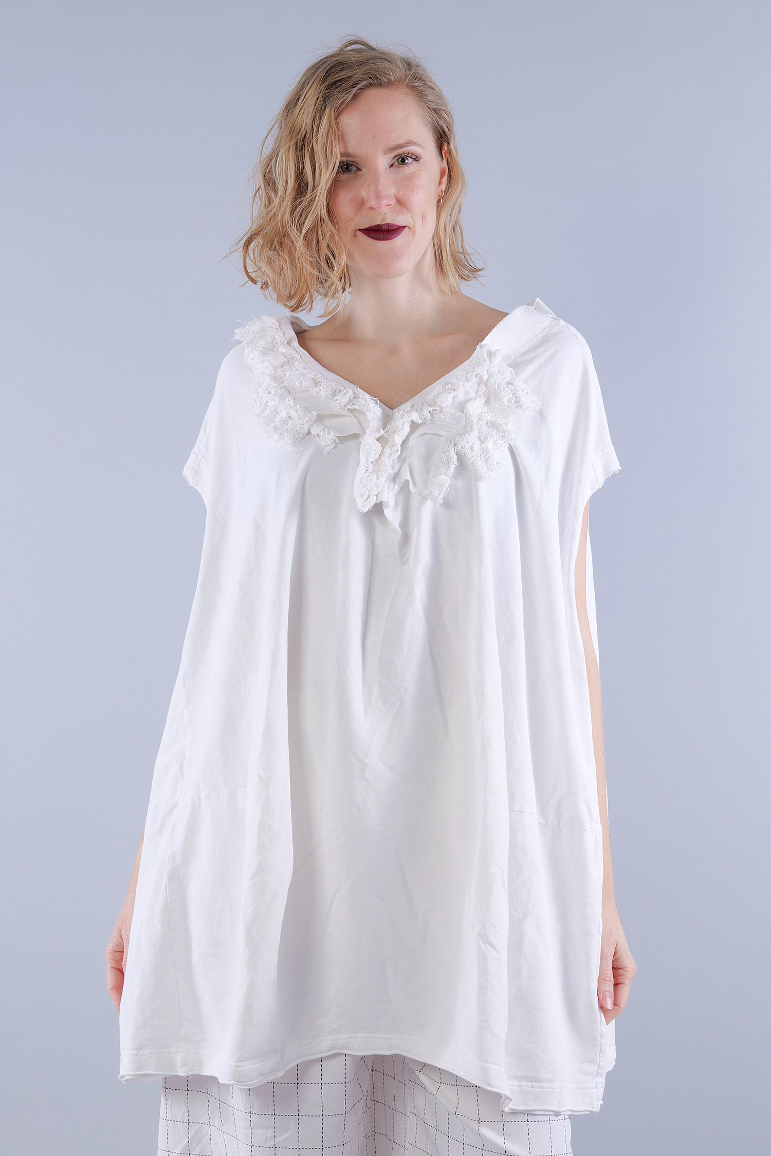 Sweat tunic with lace - Seafoam fog - 1262281906